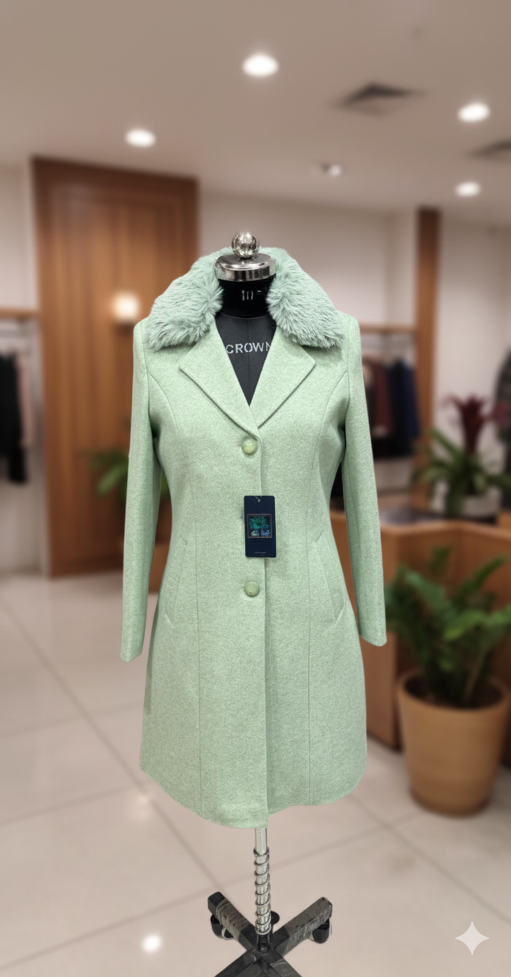 Women's Light Green Wool Coat