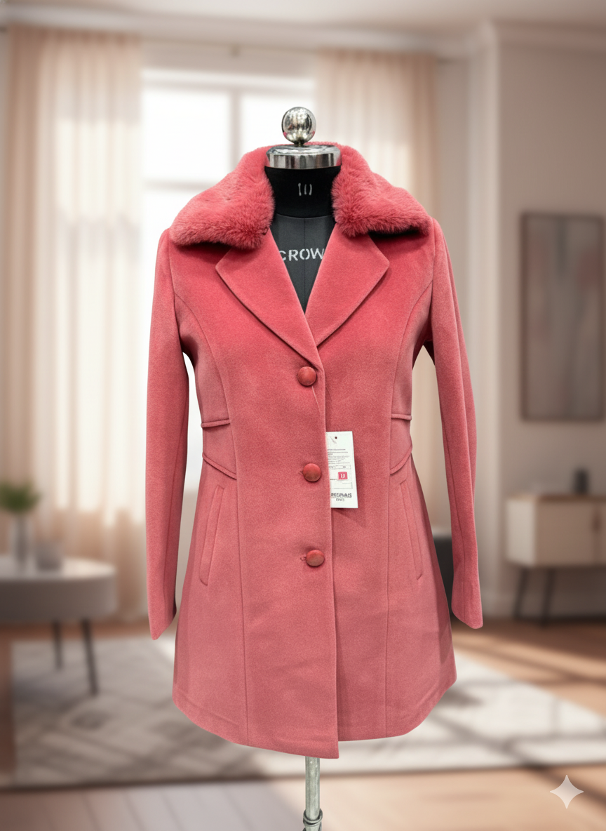 Women's Pink Wool Coat