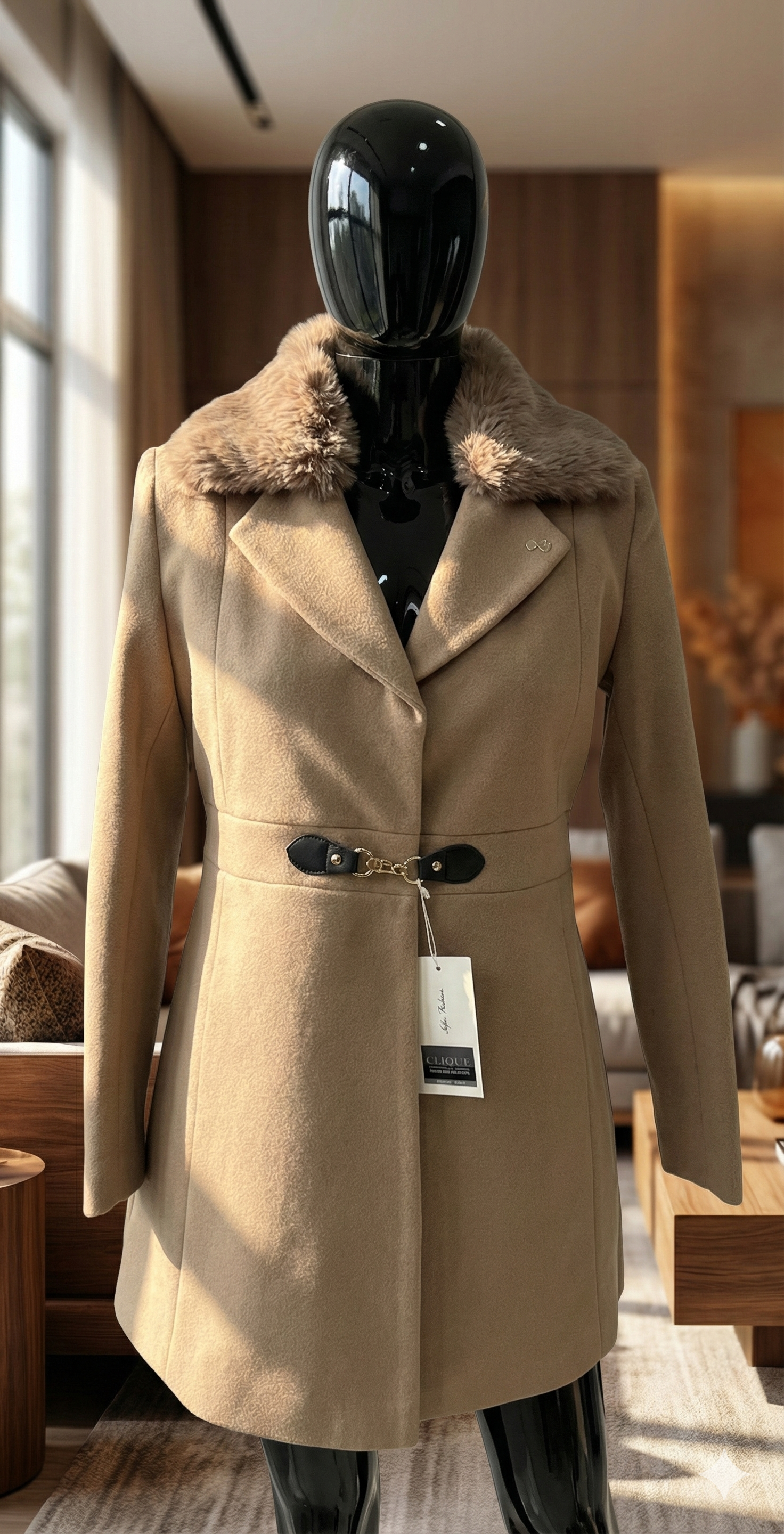 Elegant Tan Wool Coat