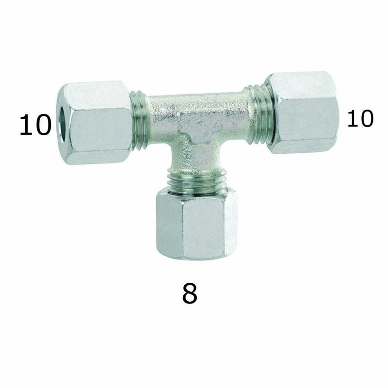 Raccordo a T con attacco 10-10-8 mm