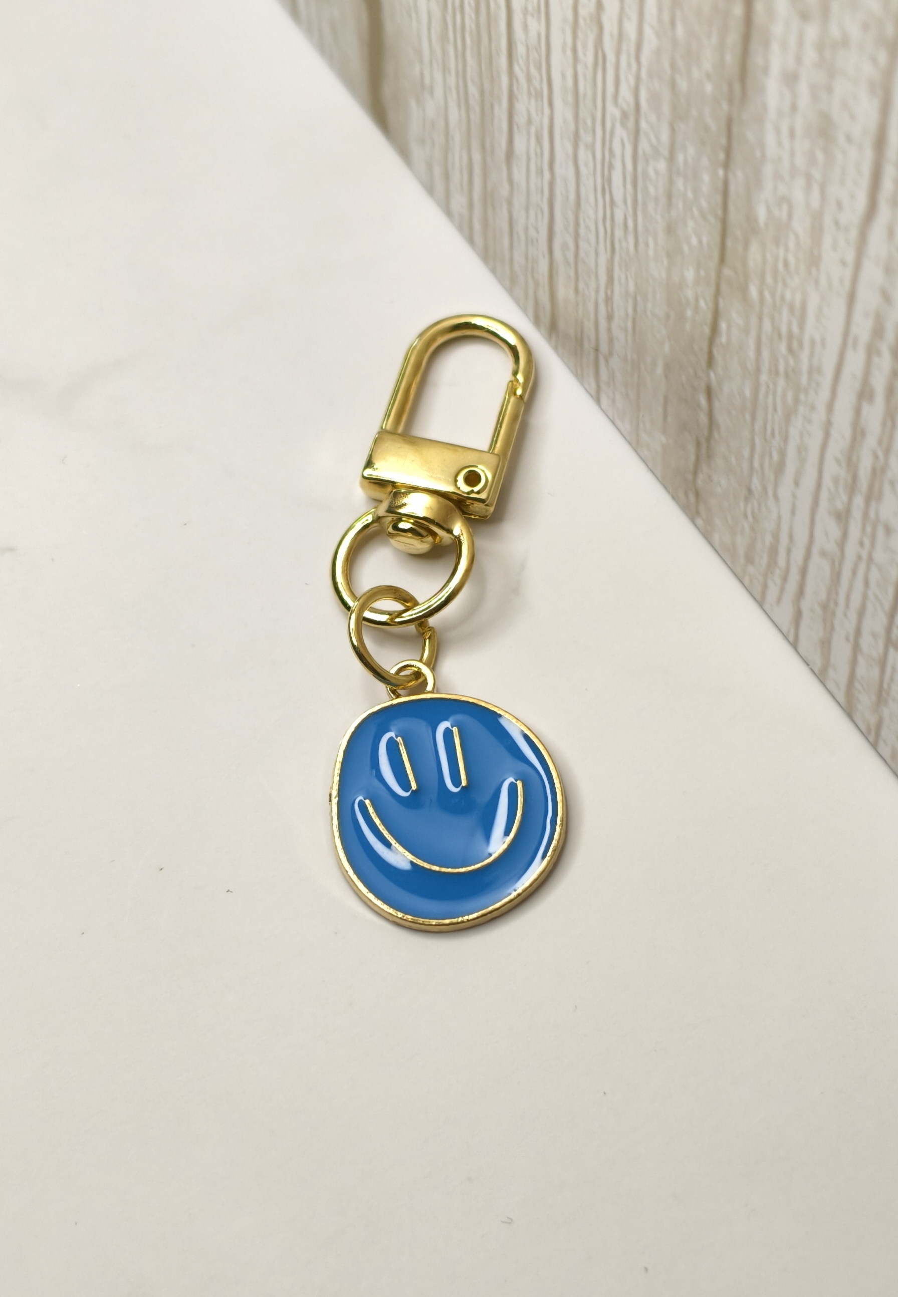 Schlüsselanhänger mit Smiley - BLAU