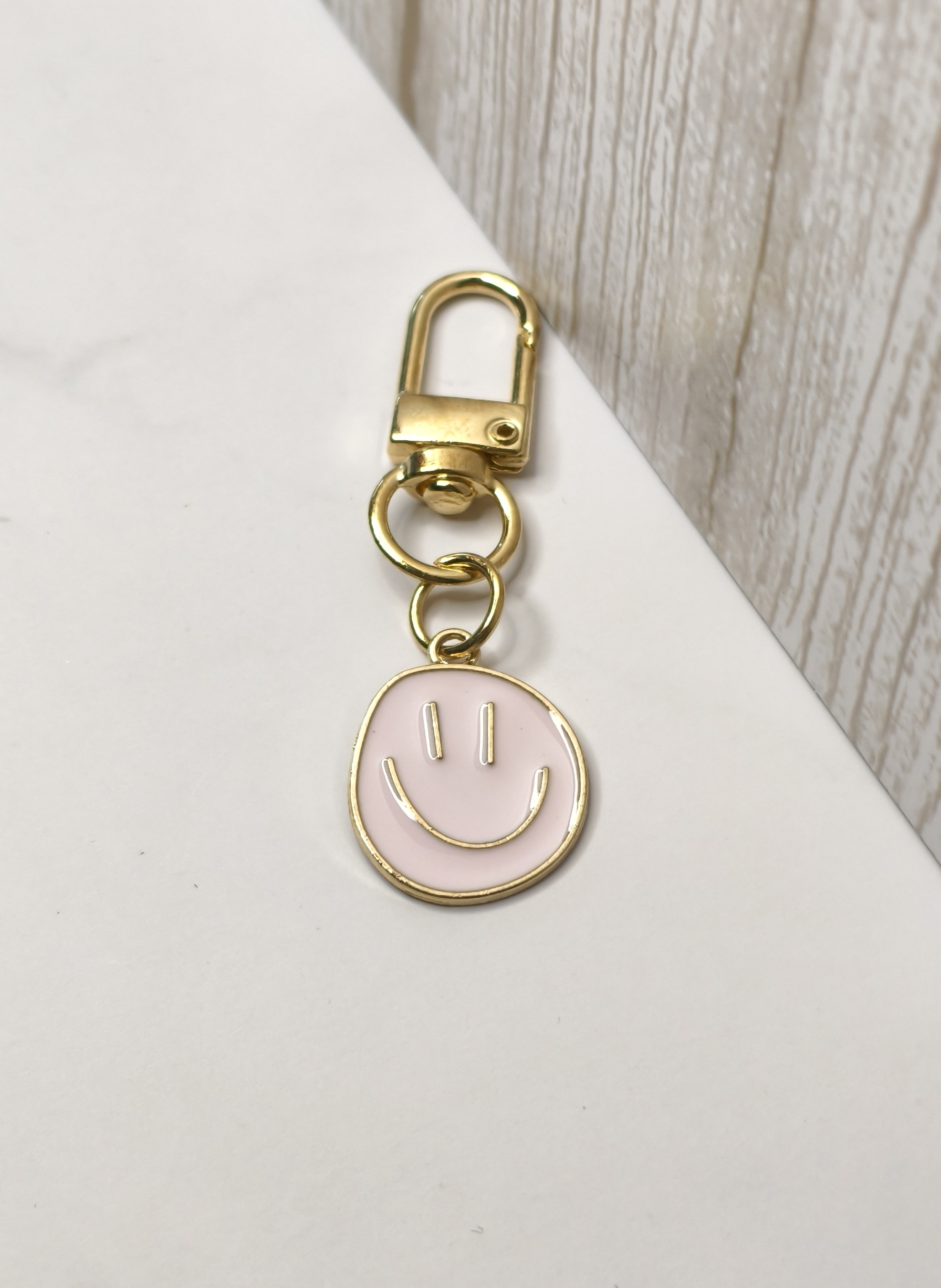 Schlüsselanhänger mit Smiley - WEIß