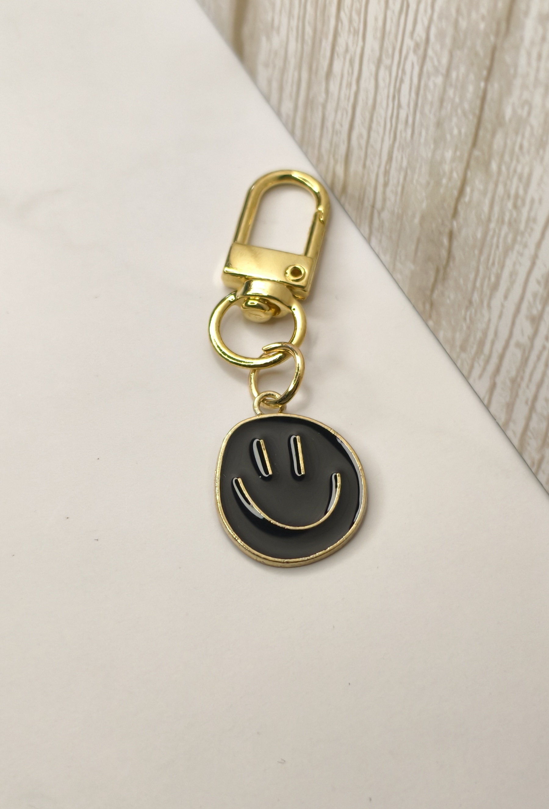 Schlüsselanhänger mit Smiley - SCHWARZ