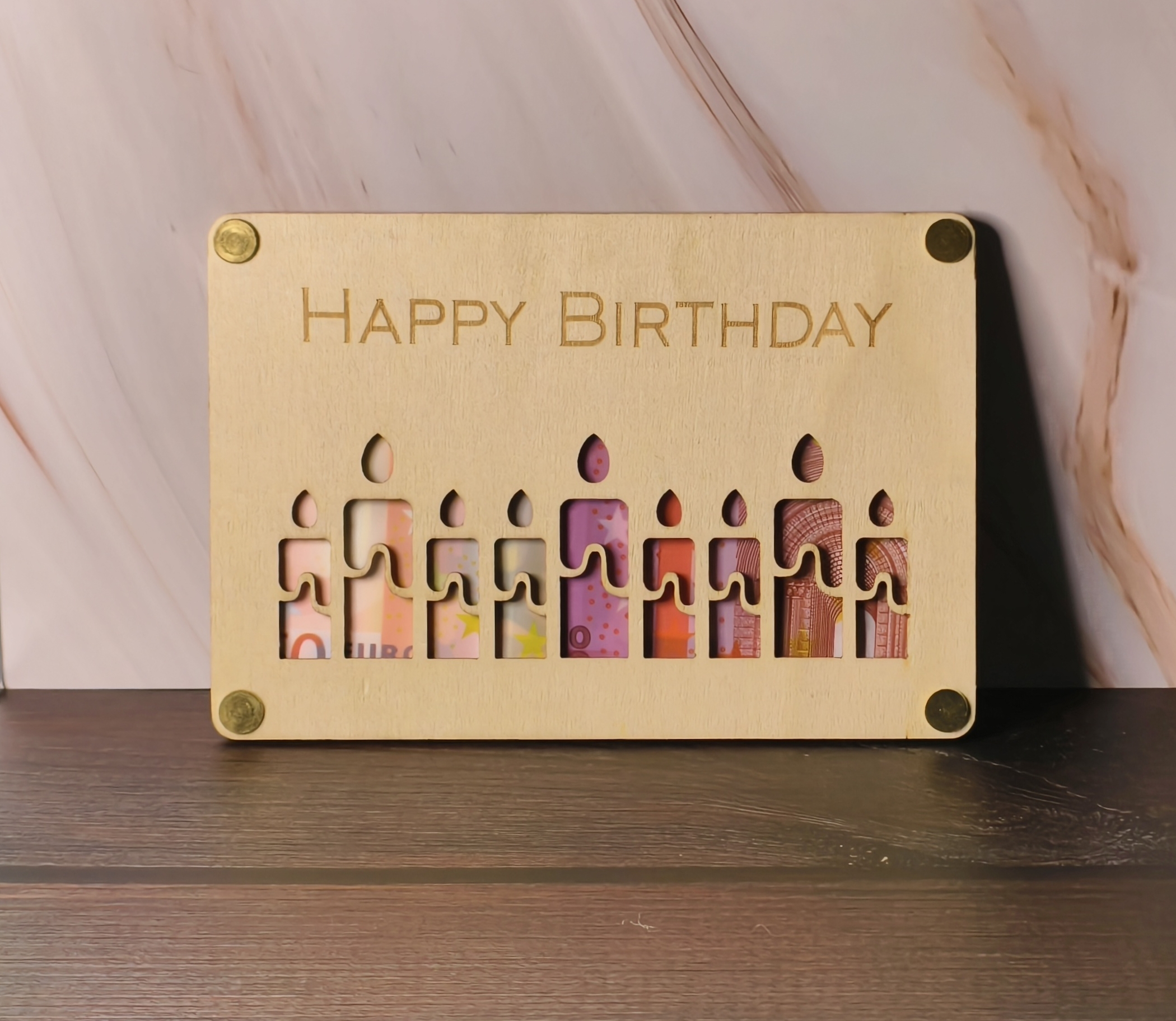 Geburtstags-Geldgeschenk Holzkarte