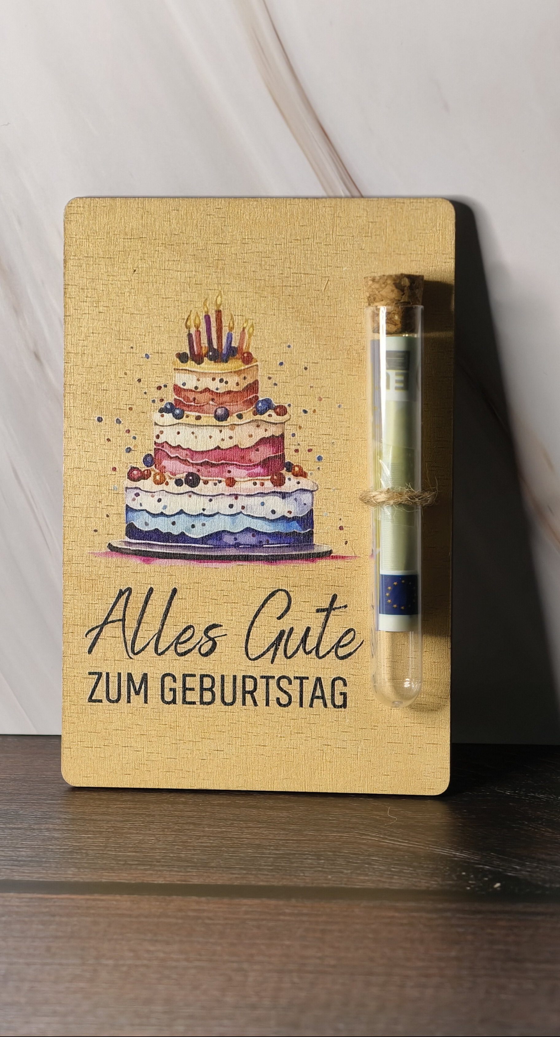 Geburtstagskarte aus Holz