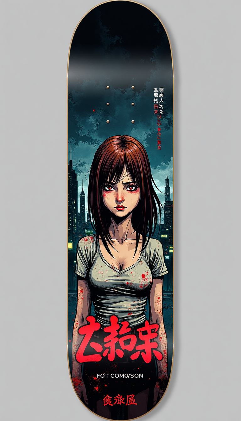 Anime Cityscape Skateboard Deck