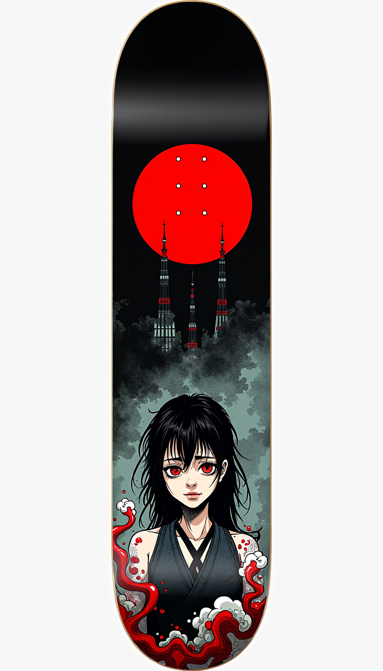 Anime Cityscape Skateboard Deck