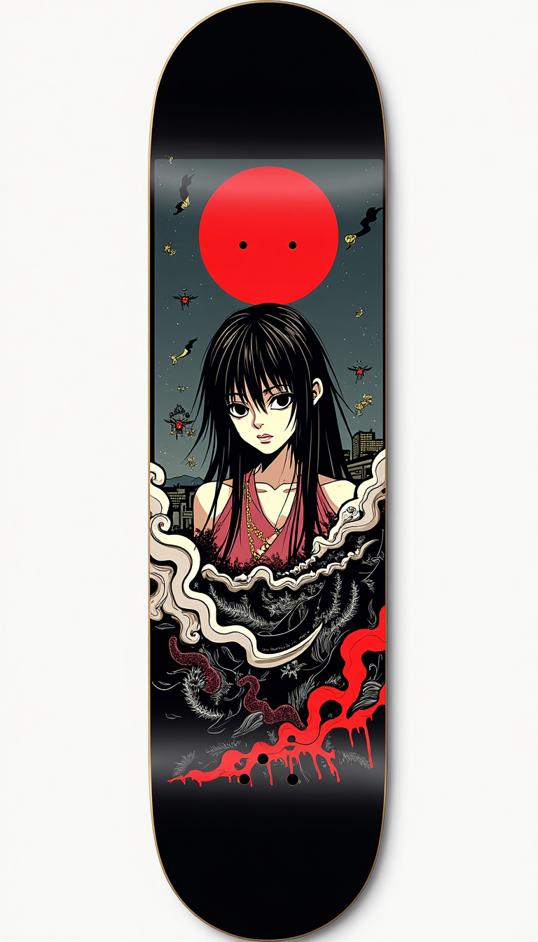 Anime Cityscape Skateboard Deck