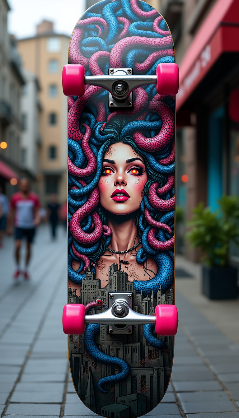 Medusa Myth Skateboard Deck, CRAZY SAYING CUSTOM DECKS, AND BROOKLYN BOARDS