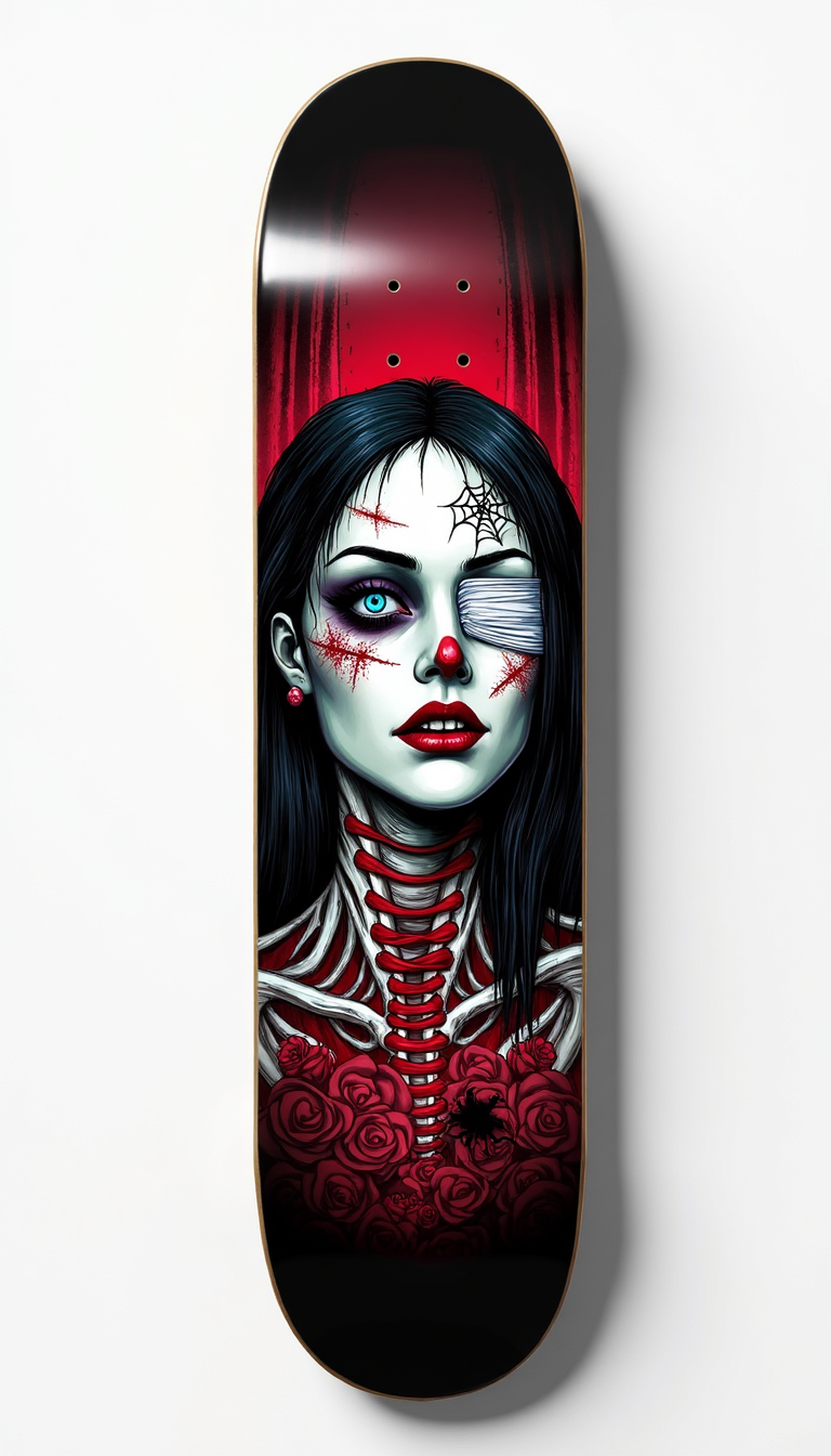 Gothic Skeleton Art Skateboard Deck, CRAZY SAYING CUSTOM DECKS