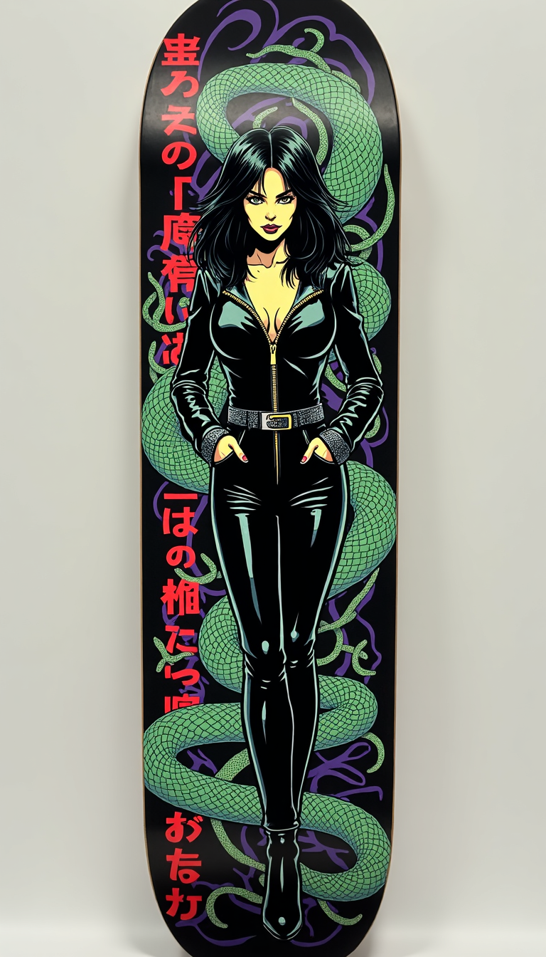 Graphic Snake Lady Skateboard Deck,CRAZY SAYING CUSTOM DECKS, AND BROOKLYN BOARDS