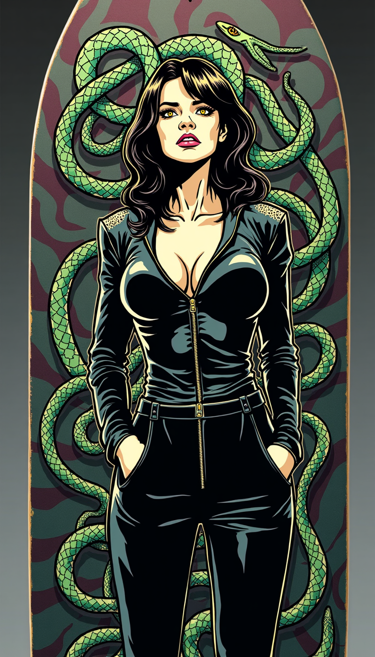 Graphic Snake Lady Skateboard Deck,CRAZY SAYING CUSTOM DECKS, AND BROOKLYN BOARDS