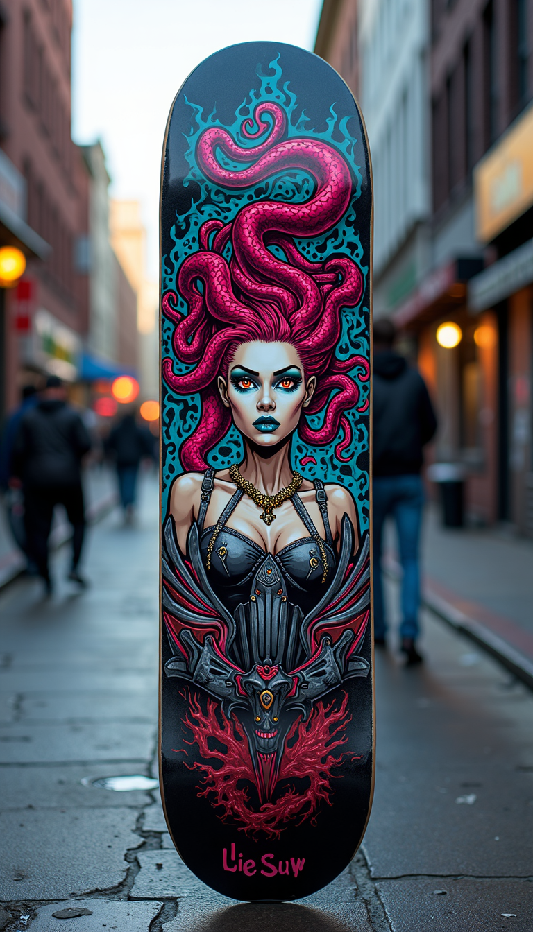 Medusa Myth Skateboard Deck, CRAZY SAYING CUSTOM DECKS, AND BROOKLYN BOARDS