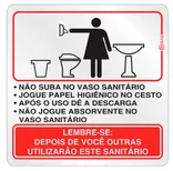 Placa de instruções para banheiro