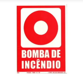 Placa indicativa de bomba de incêndio