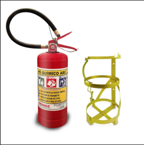 Extintor de incêndio pó químico ABC com suporte
