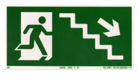 Placa de sinalização de saída de emergência