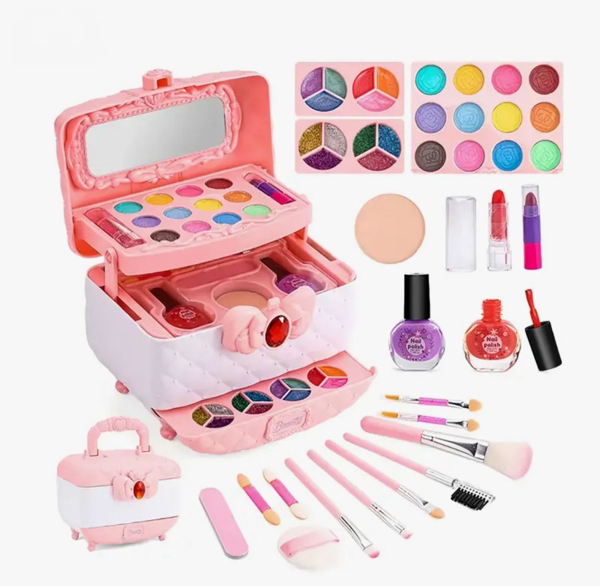 💼 Baúl de Maquillaje Infantil con Espejo – Estilo, Juego y Creatividad en uno 