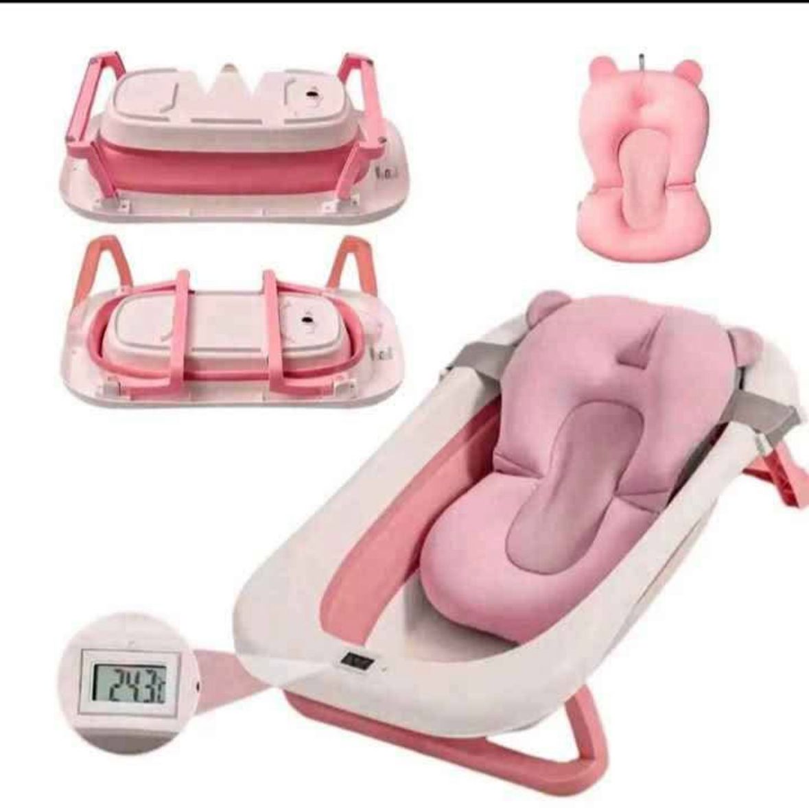 🛁 Bañera Plegable para Bebé con Termómetro Digital