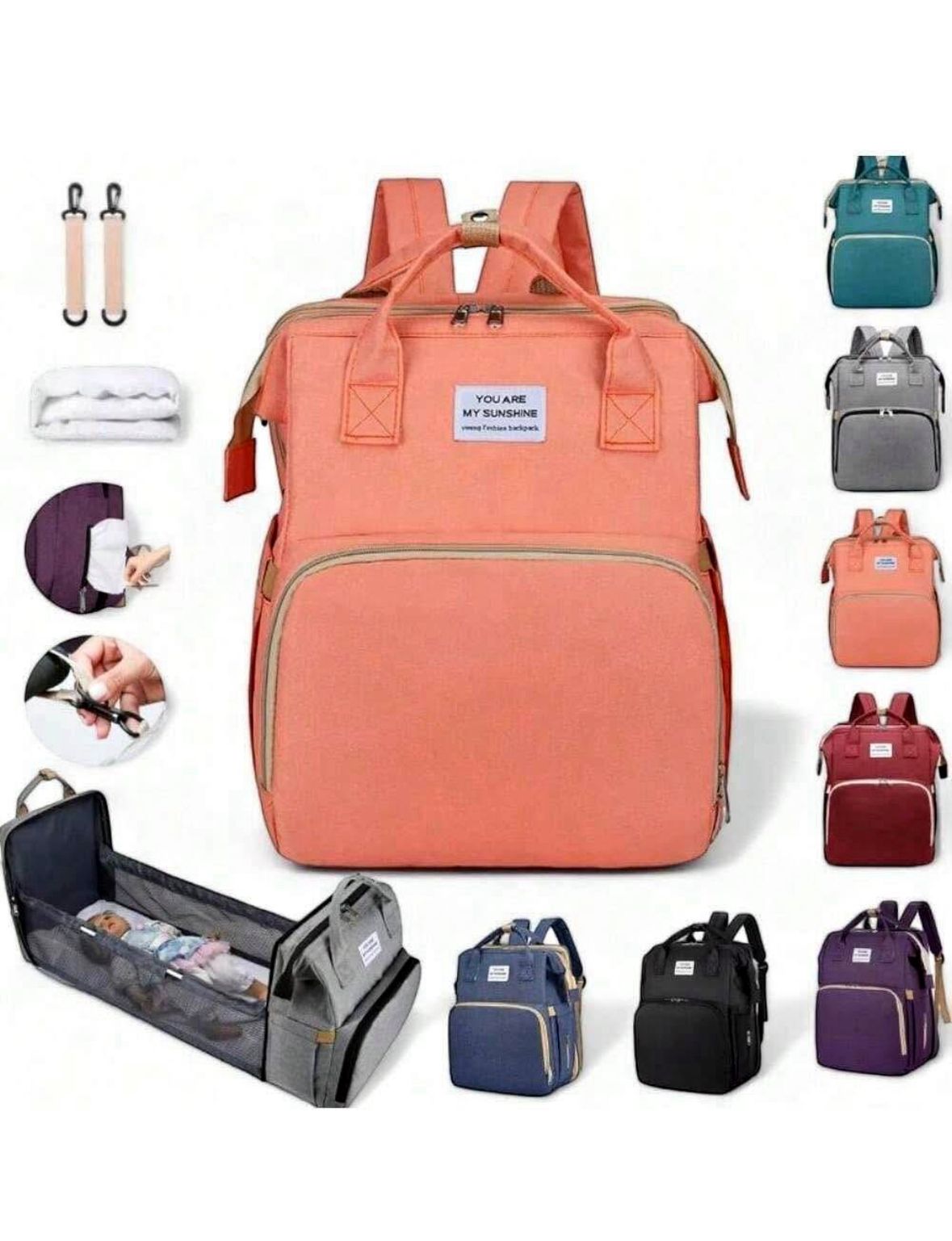 🎒 Mochila Multifuncional 3 en 1 para Bebé – Cuna, Cambiador y Organizador