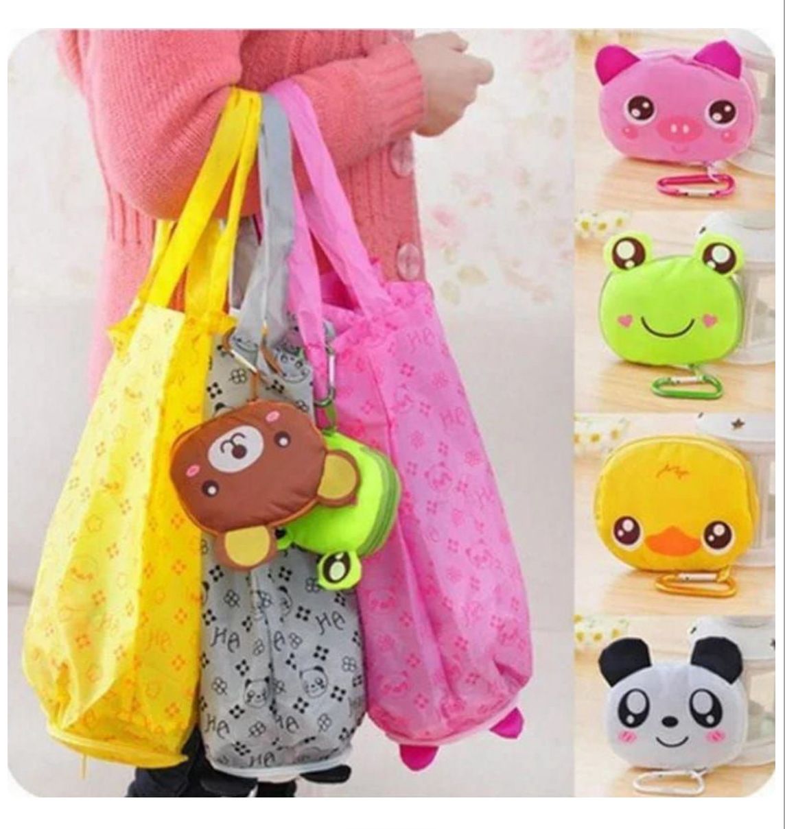 🐼 Bolsas Reutilizables con Estuche Animal – Prácticas, Divertidas y Ecológicas