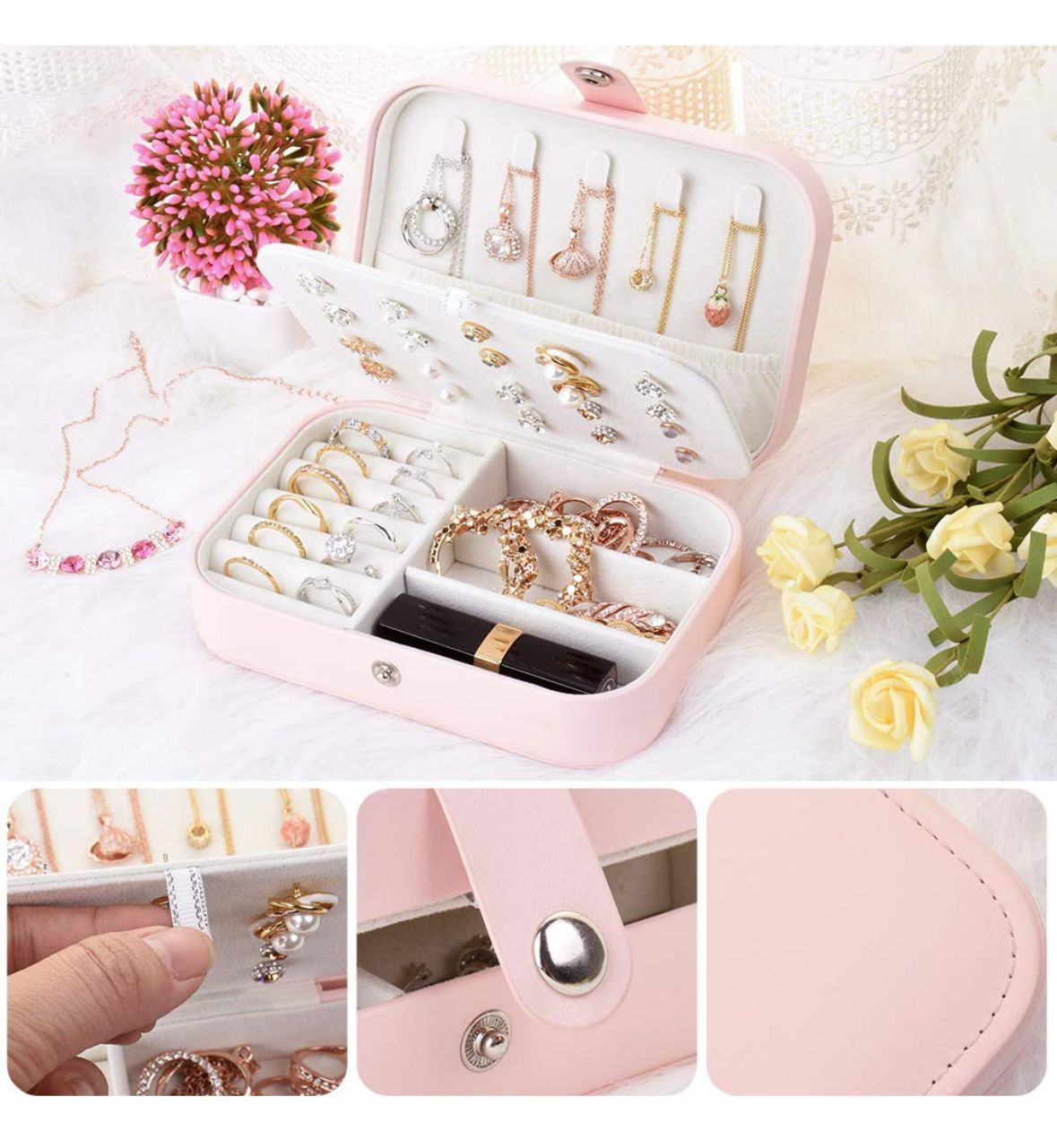 💖 Caja Mediana Organizadora de Joyas – Elegancia, Espacio y Protección en un Solo Lugar