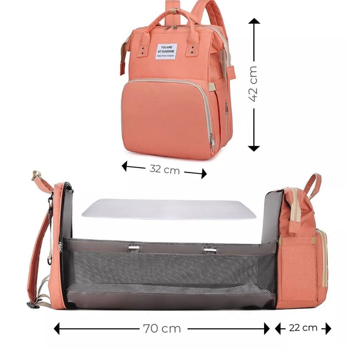 🎒 Mochila Multifuncional 3 en 1 para Bebé – Cuna, Cambiador y Organizador