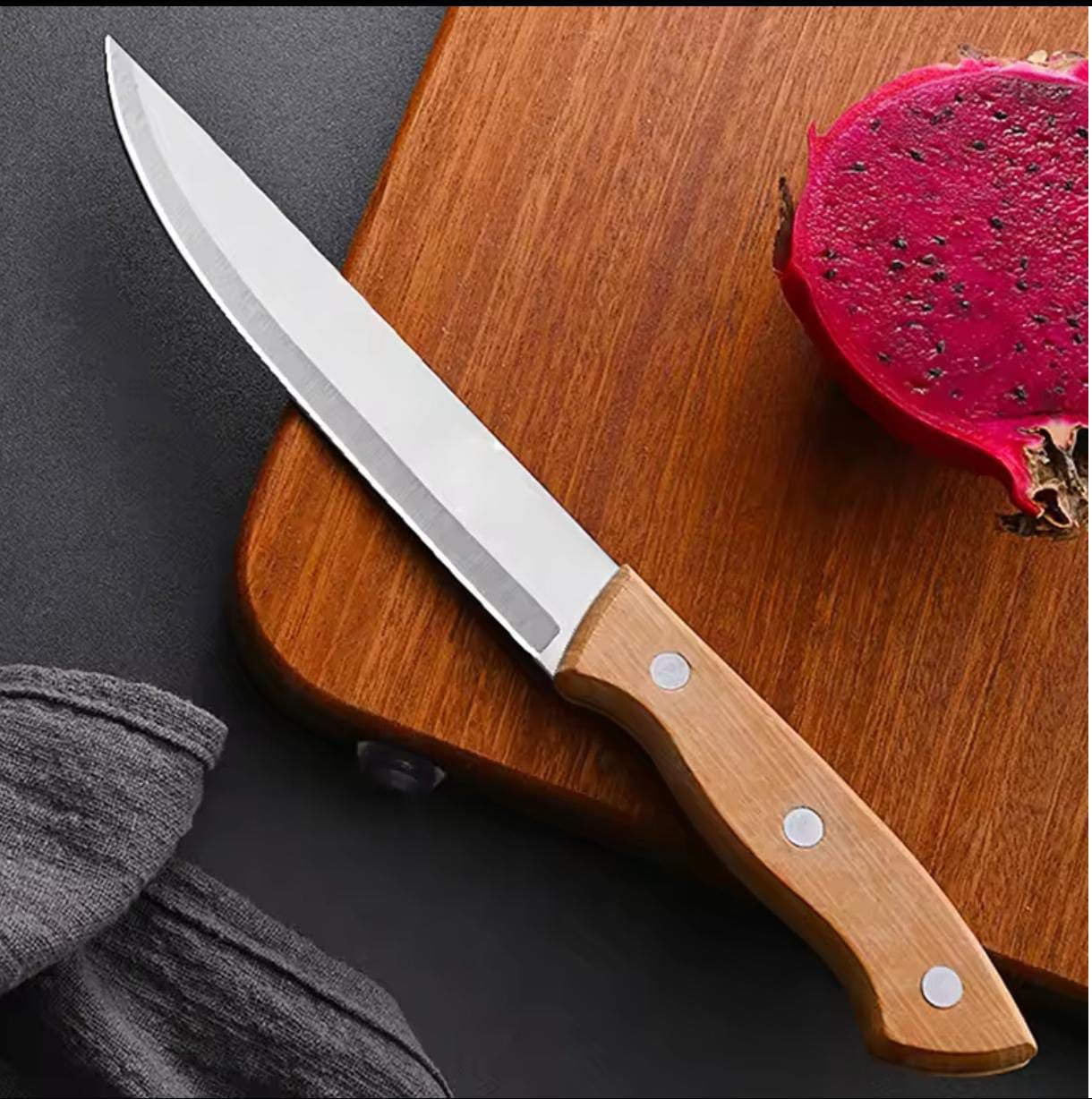 🔪 Cuchillo de Cocina mango madera – Corte Preciso con Estilo Clásico