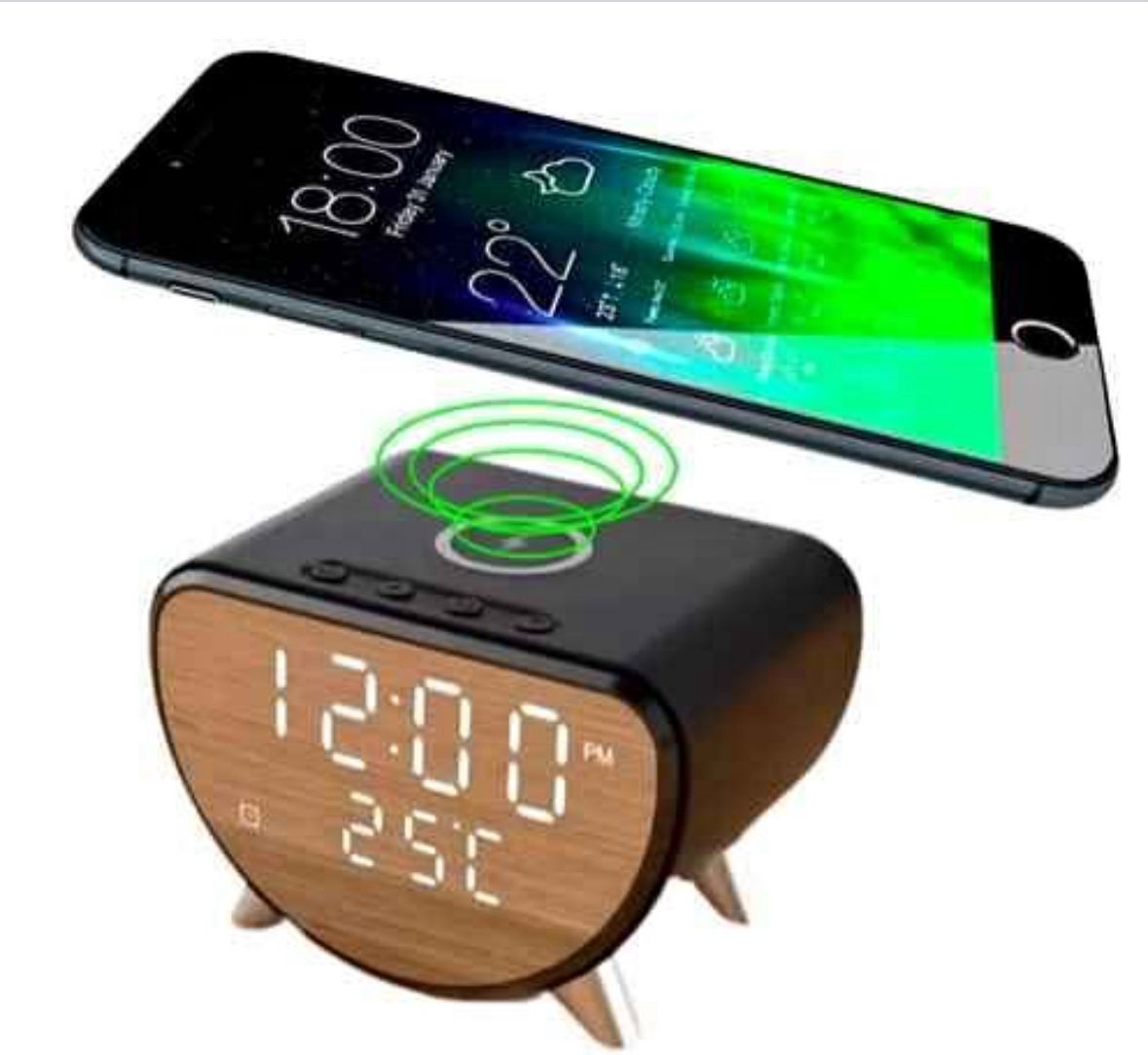 ⏰ Reloj Despertador Digital con Cargador Inalámbrico – Tecnología Funcional con Estilo