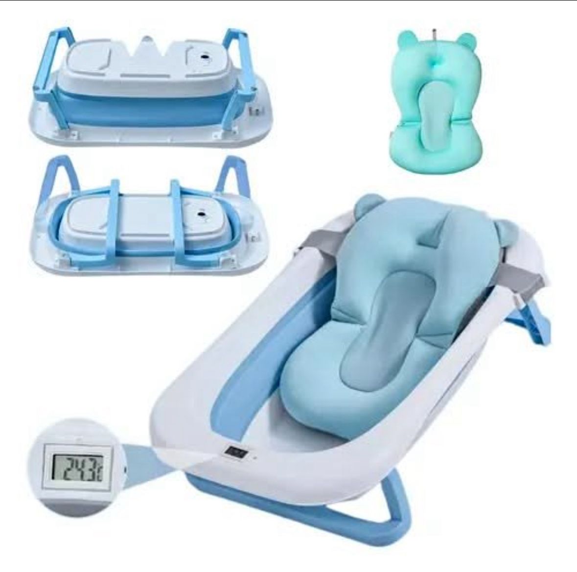 🛁 Bañera Plegable para Bebé con Termómetro Digital