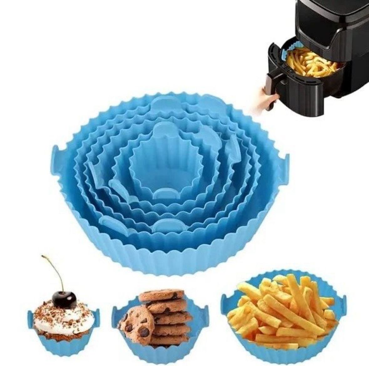 🍰 Moldes de Silicona para Freidora de Aire x6– Versatilidad, Antiadherencia y Cocina Creativa