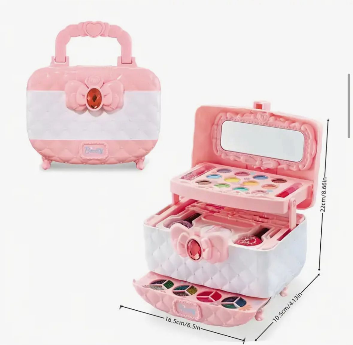 💼 Baúl de Maquillaje Infantil con Espejo – Estilo, Juego y Creatividad en uno 