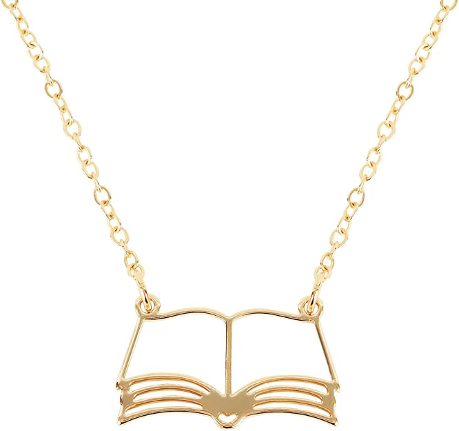 Gold Book Pendant Necklace