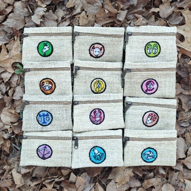 Handmade Hemp Zodiac Pouches