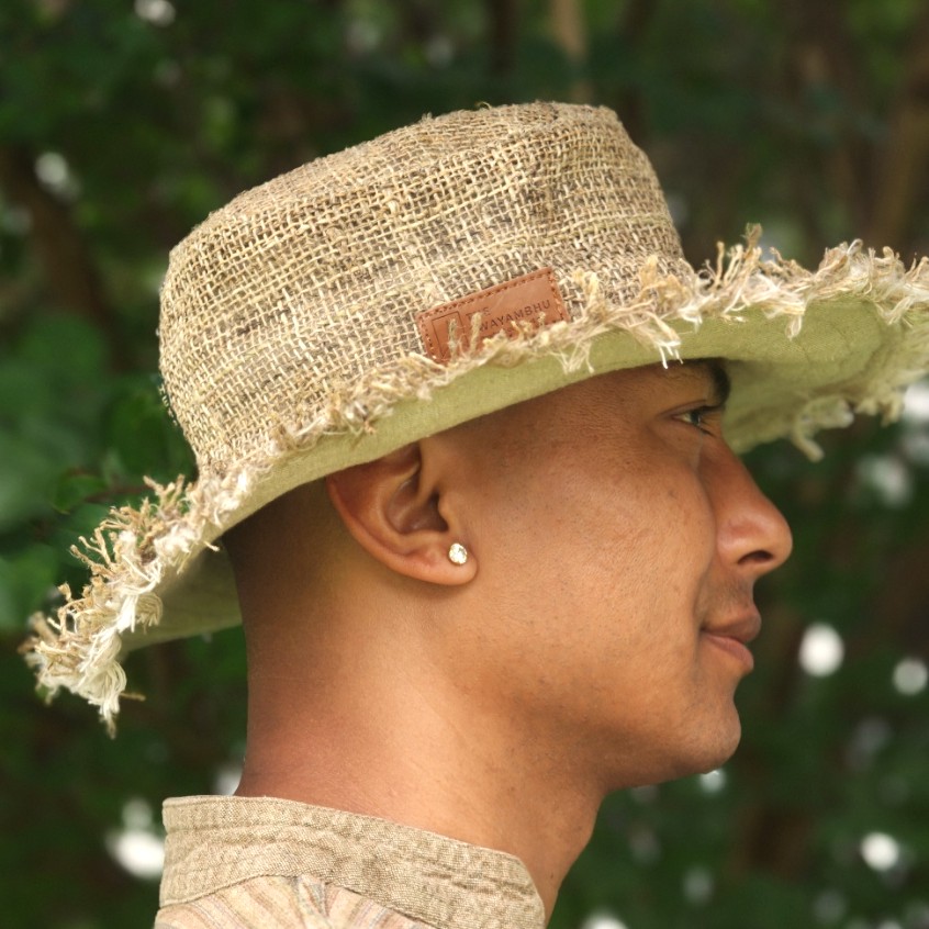 Hemp Sun Hat fringes brim