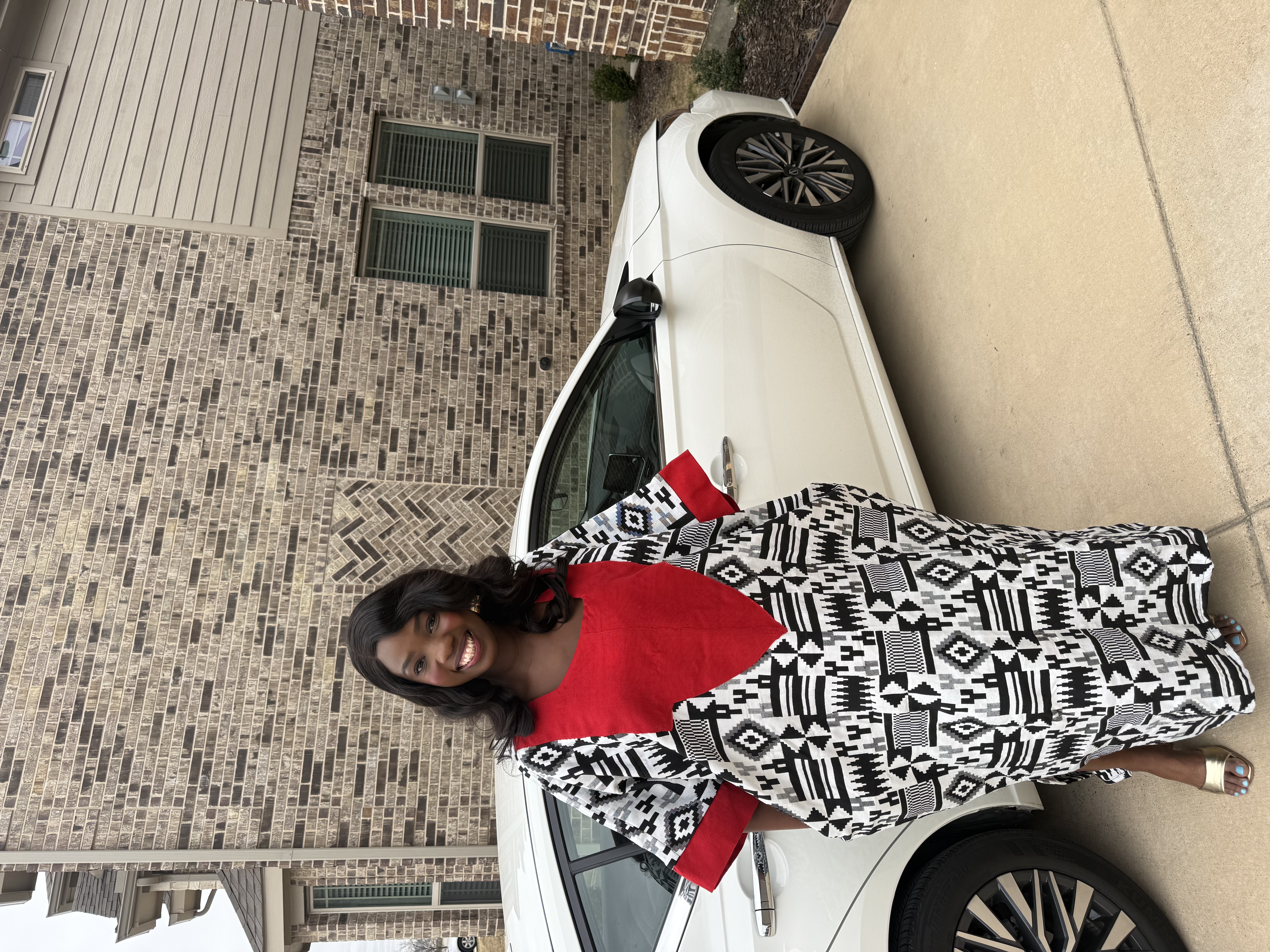 Red & monochrome Kaftan Dress