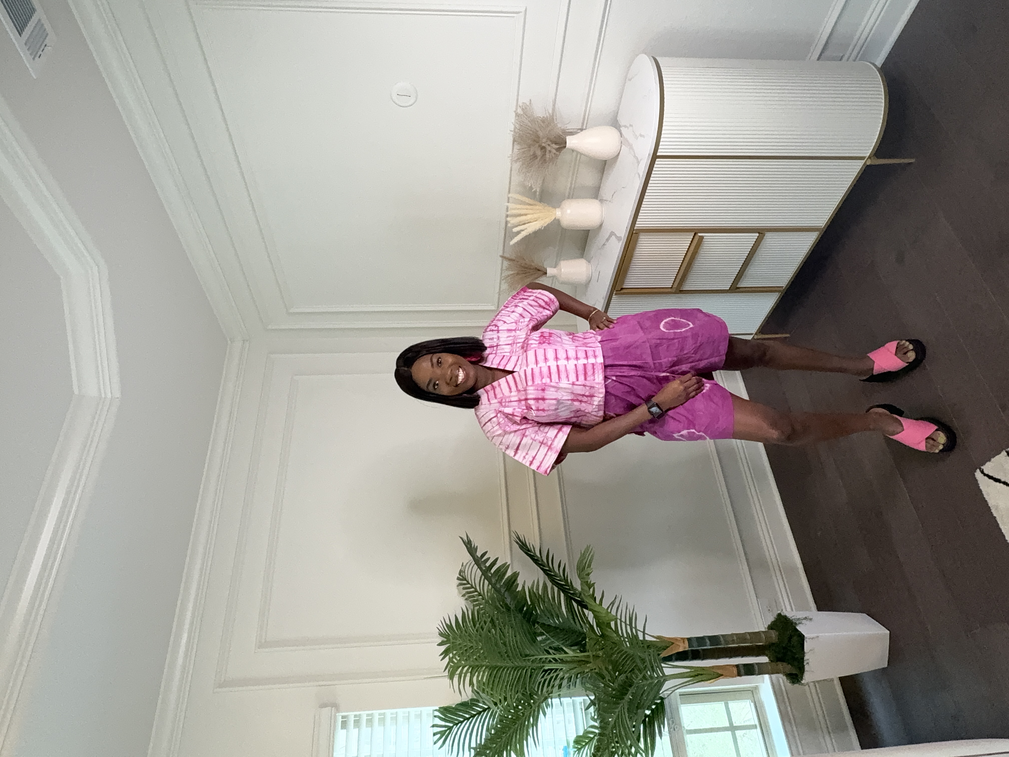 Women's Pink Striped Top and Pants set