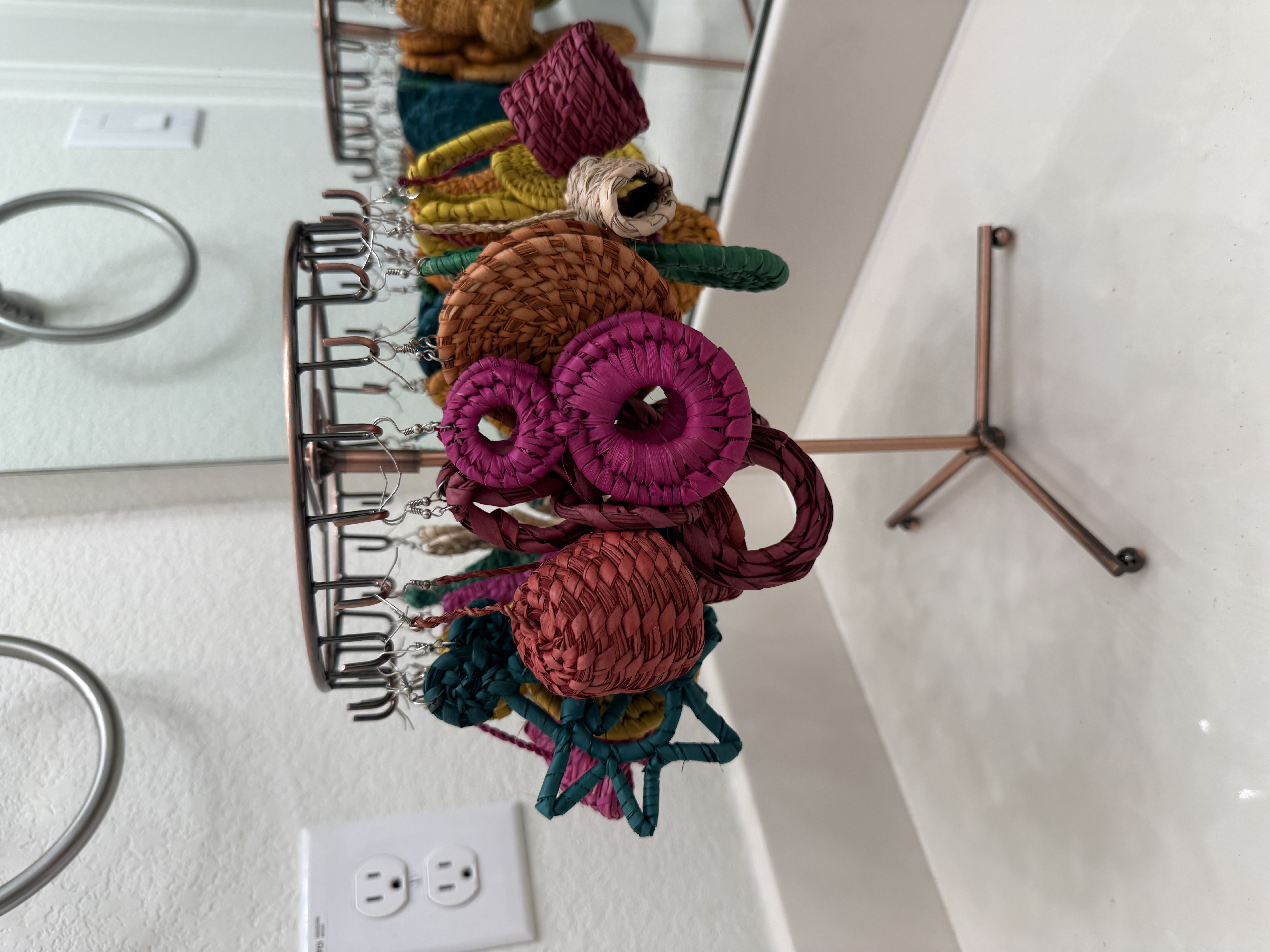 Wooden loop basket earrings 