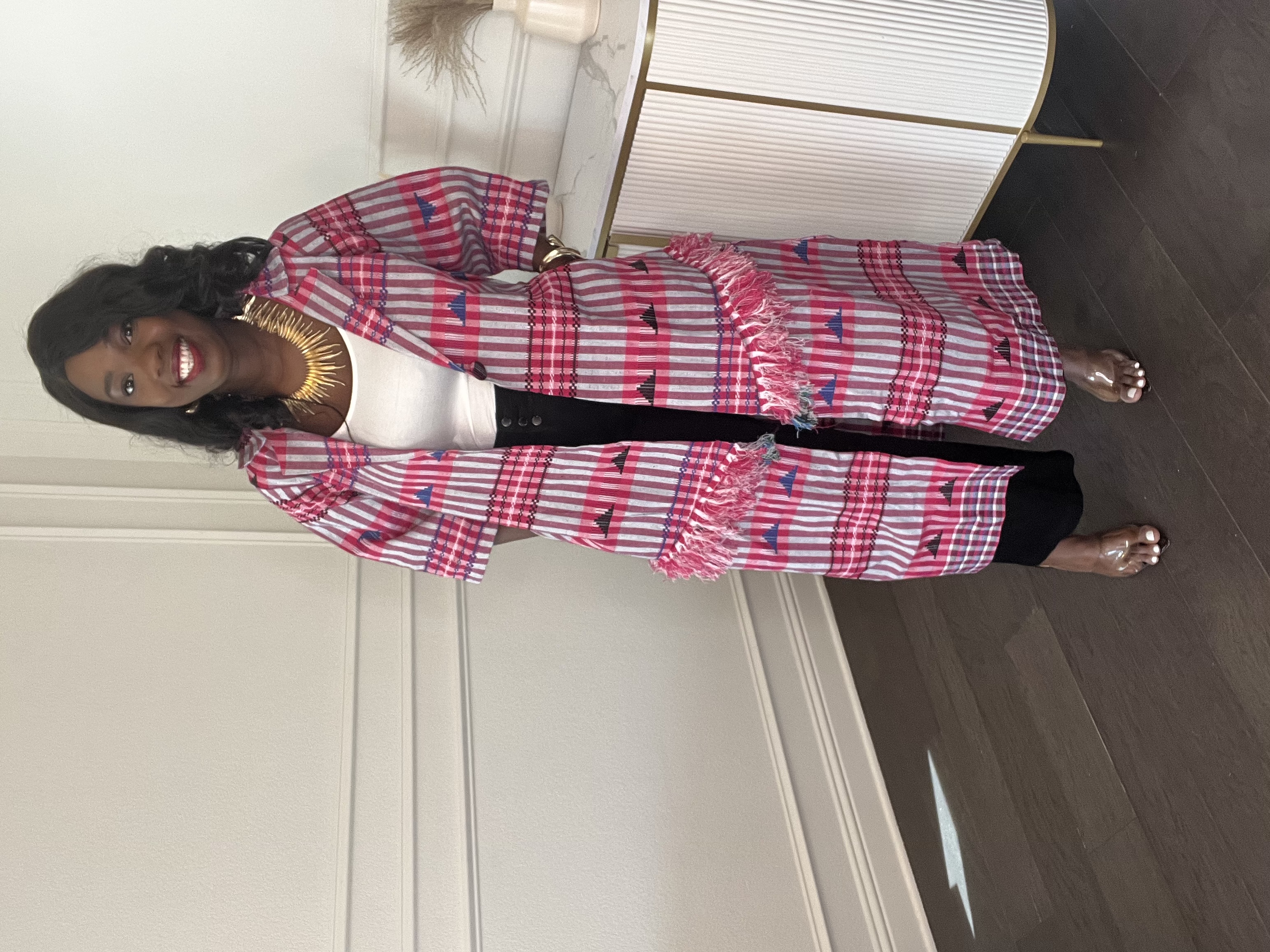 Adeduni Plaid Long Coat