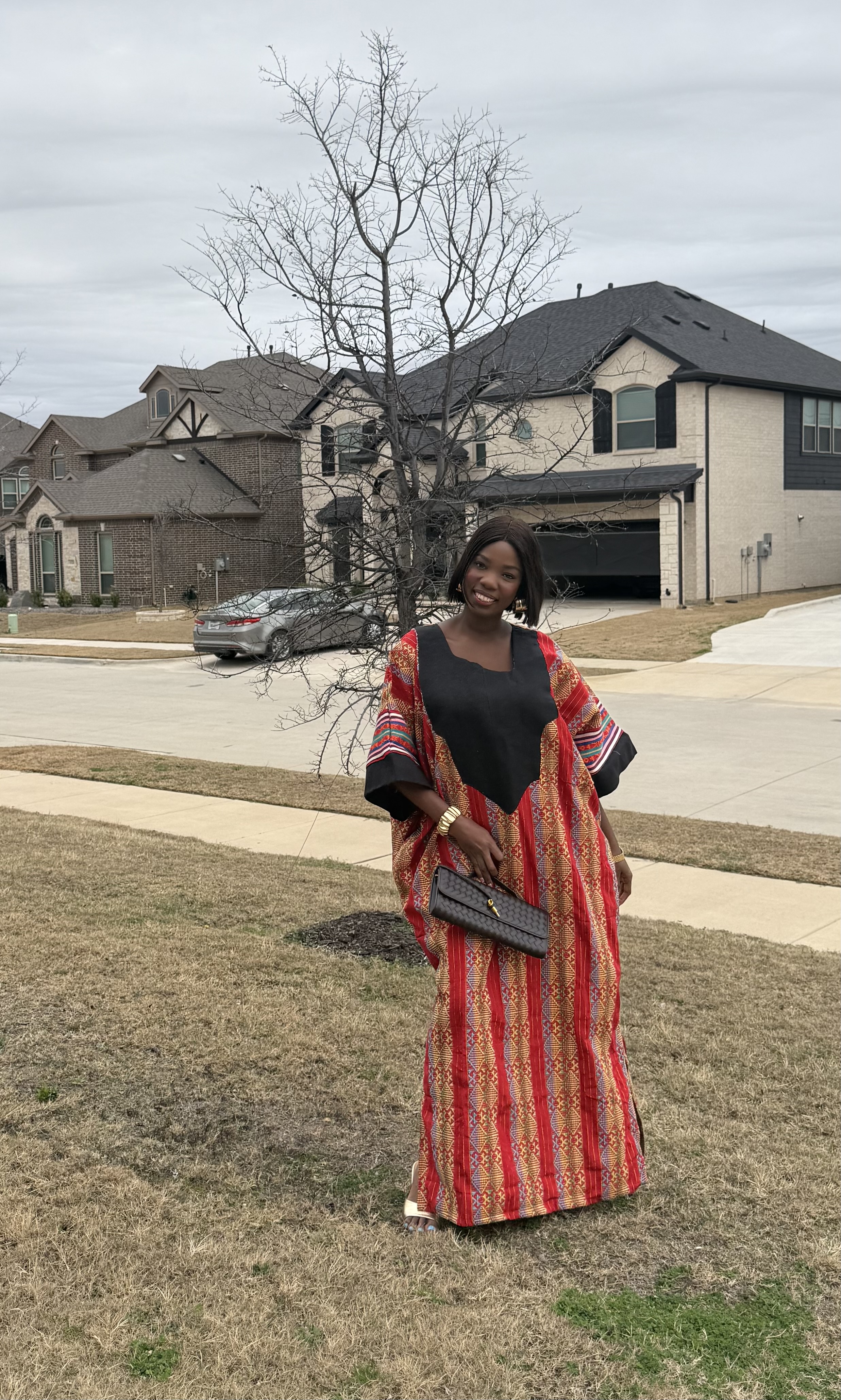 Red & Gold African Kaftan Dress