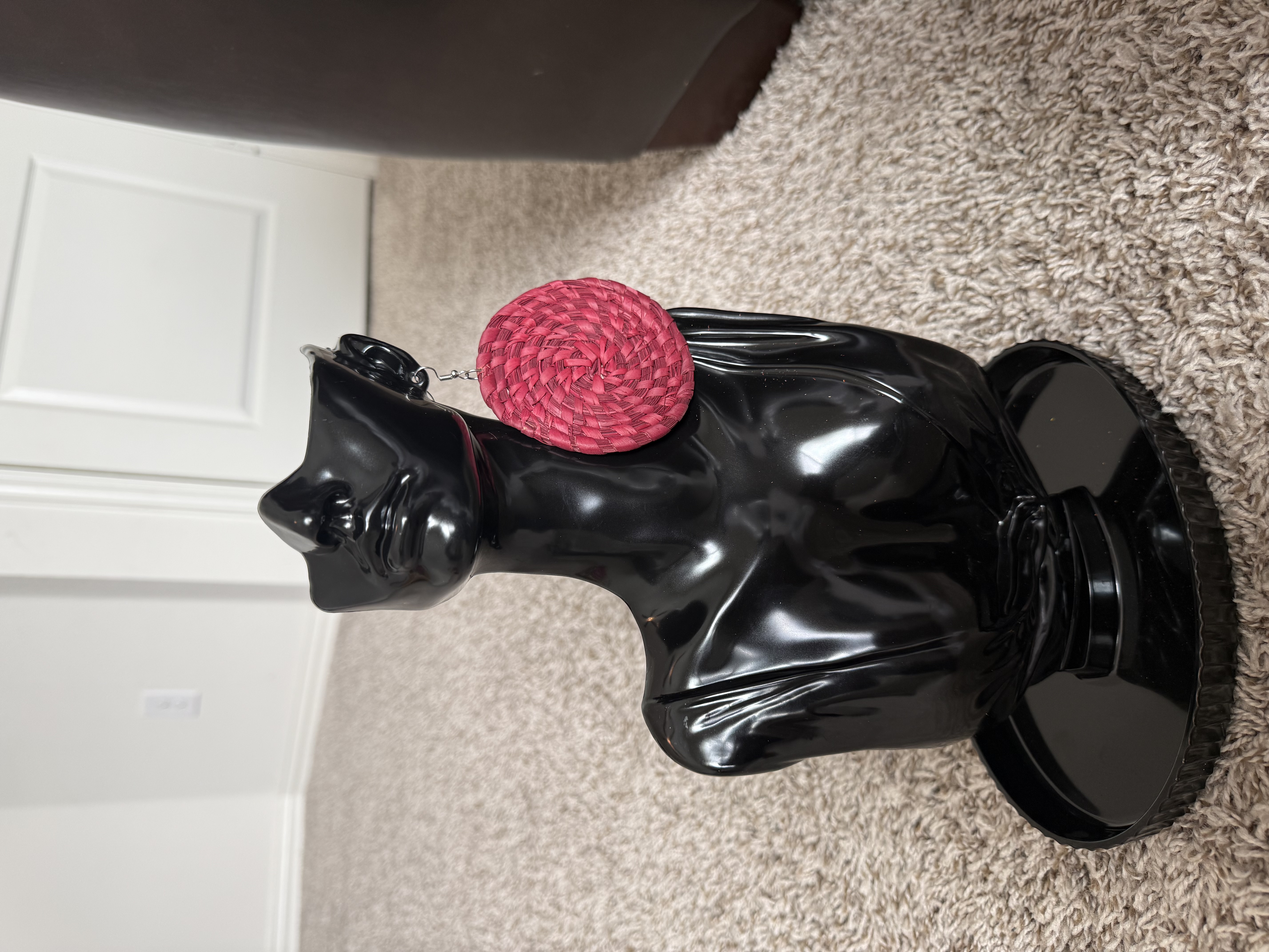 Red Raffia basket earrings