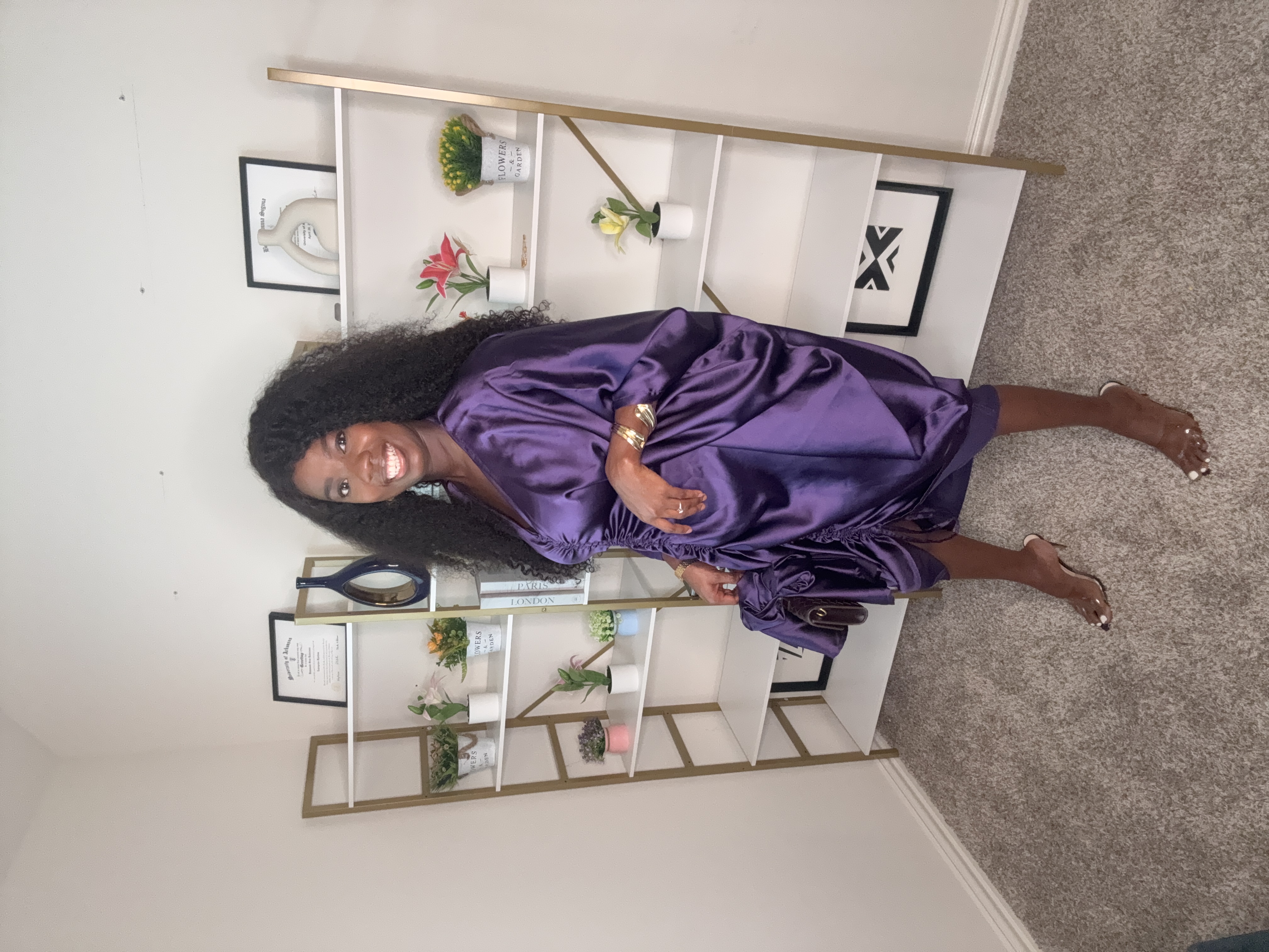 Elegant Purple Satin Dress