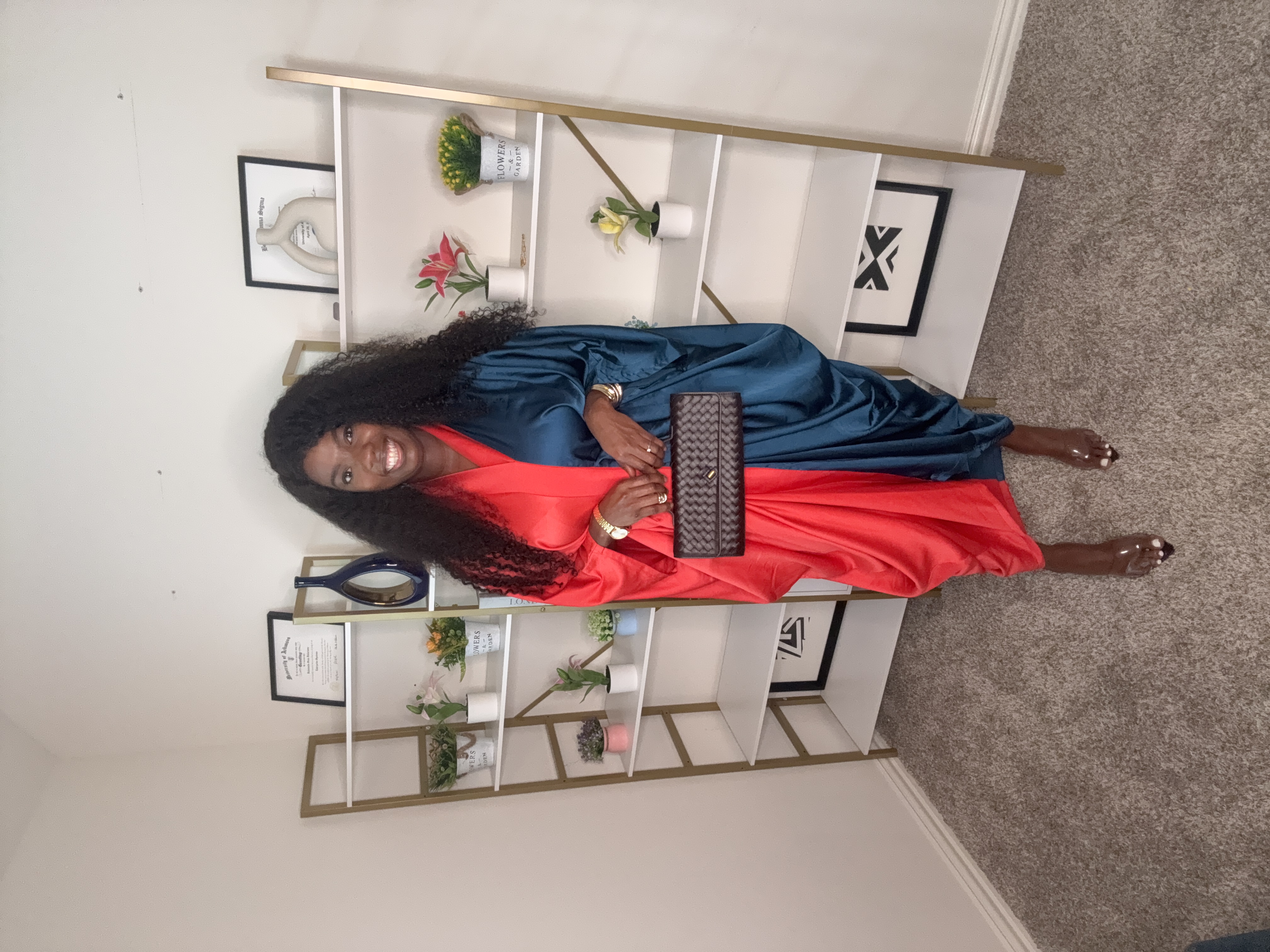 Elegant Two-Tone Satin Dress