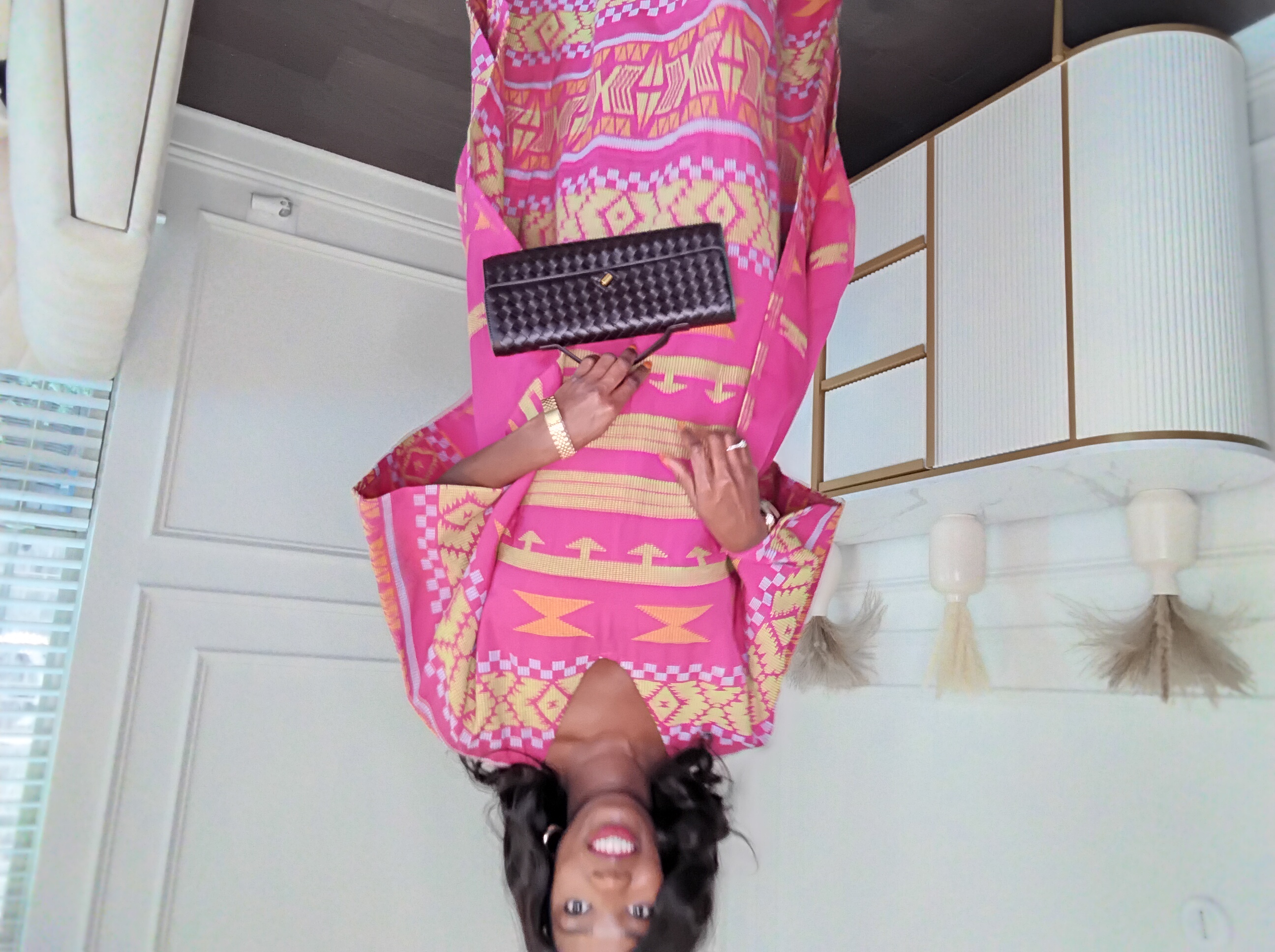 Vibrant Pink Patterned Maxi Dress