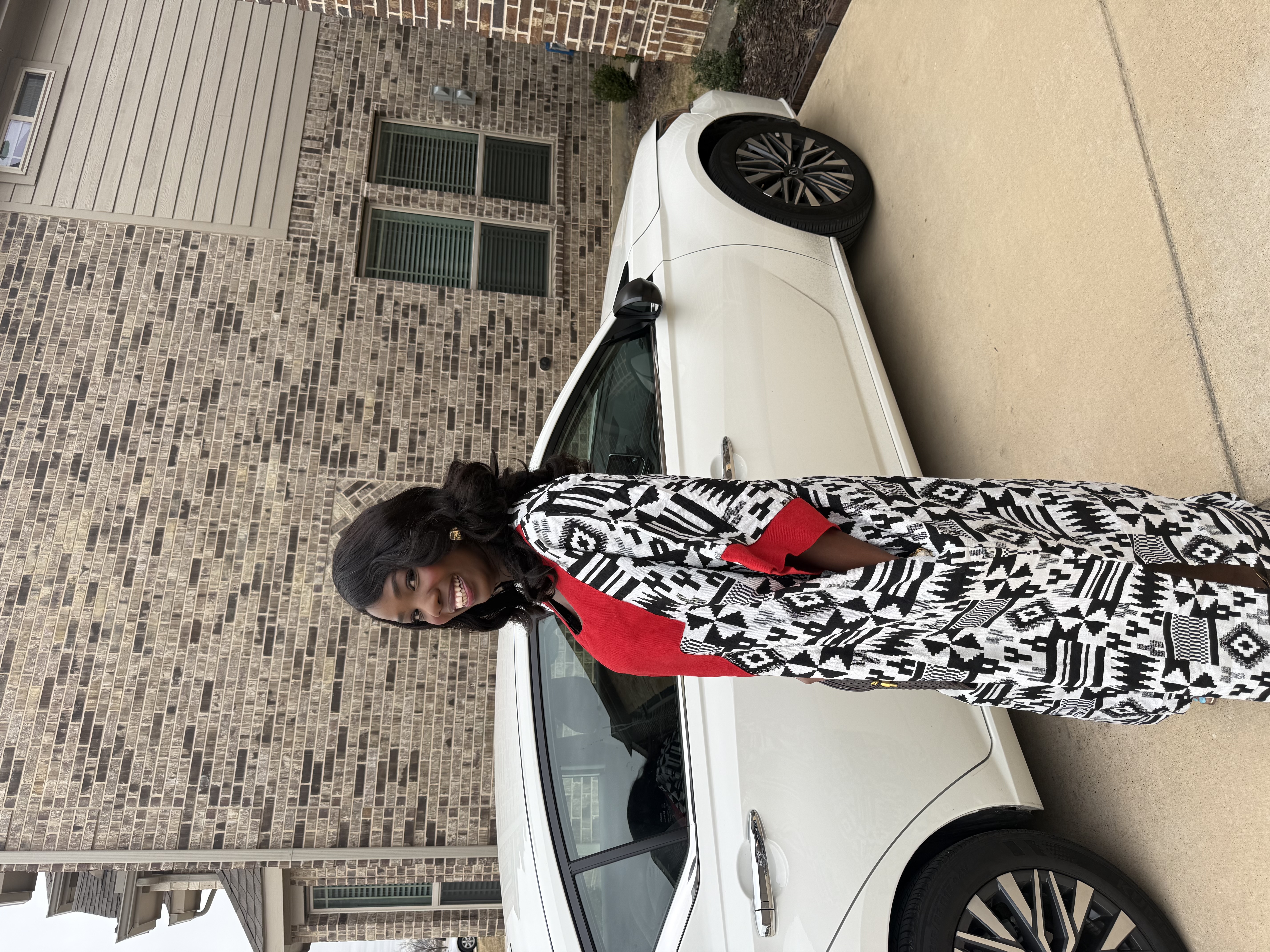 Red & monochrome Kaftan Dress