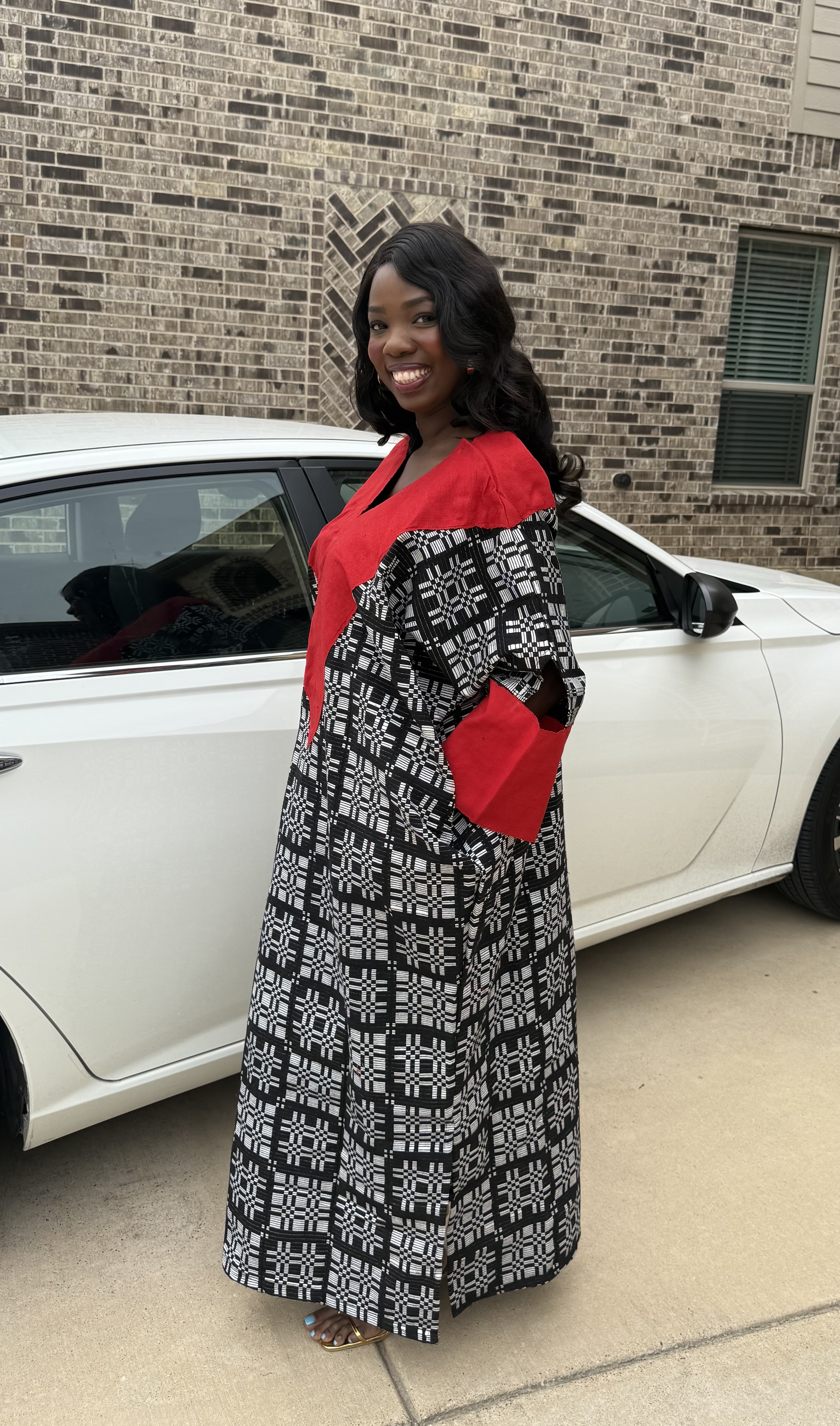 Red & black Akwete Dress