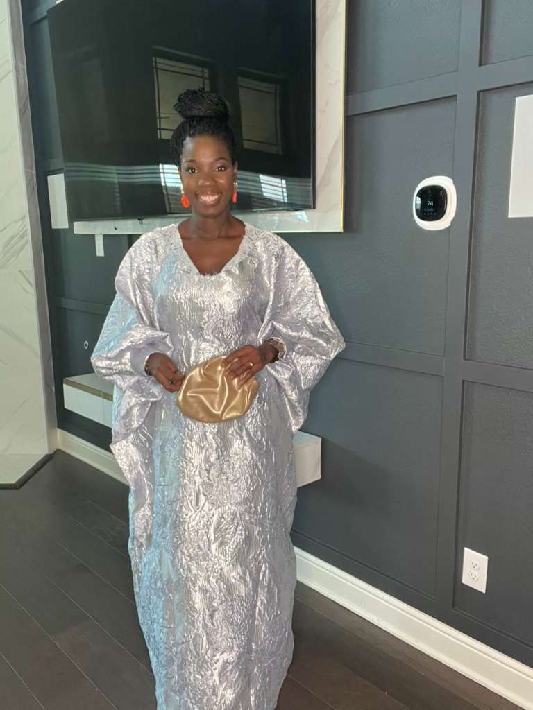 Luxury Silver Kaftan Dress
