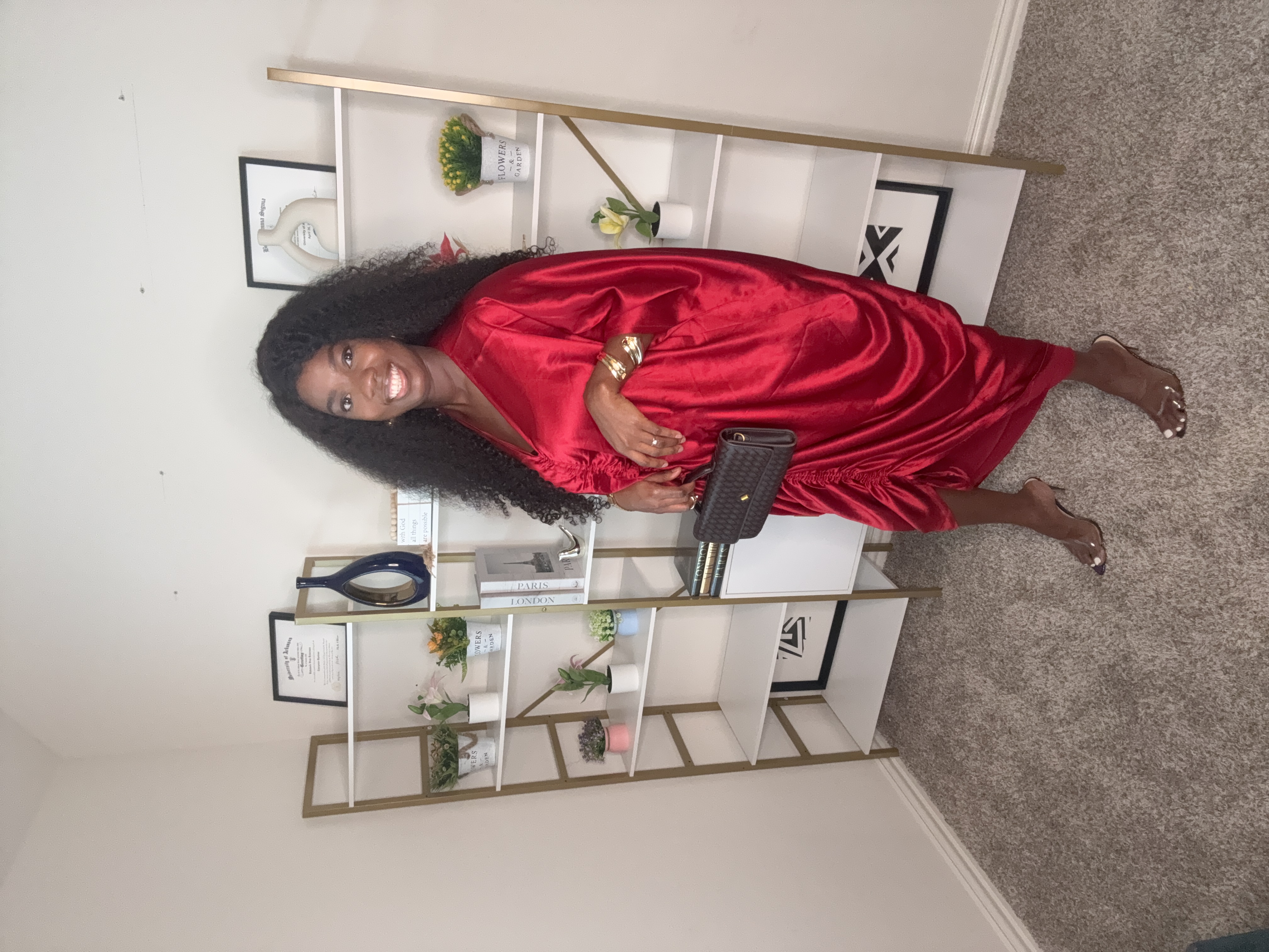 Elegant Red Satin Maxi Dress