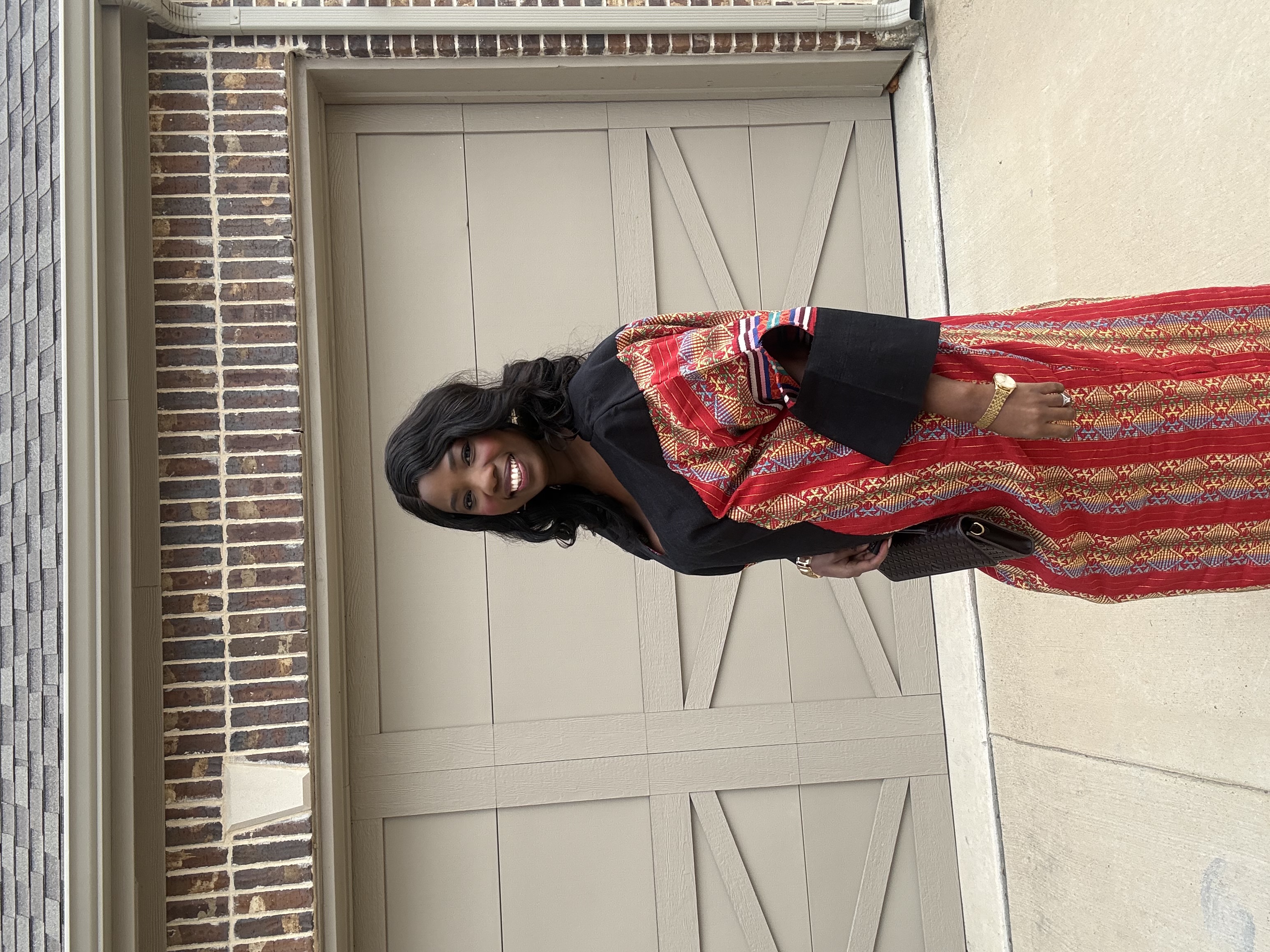 Red v neckline Akwete dress