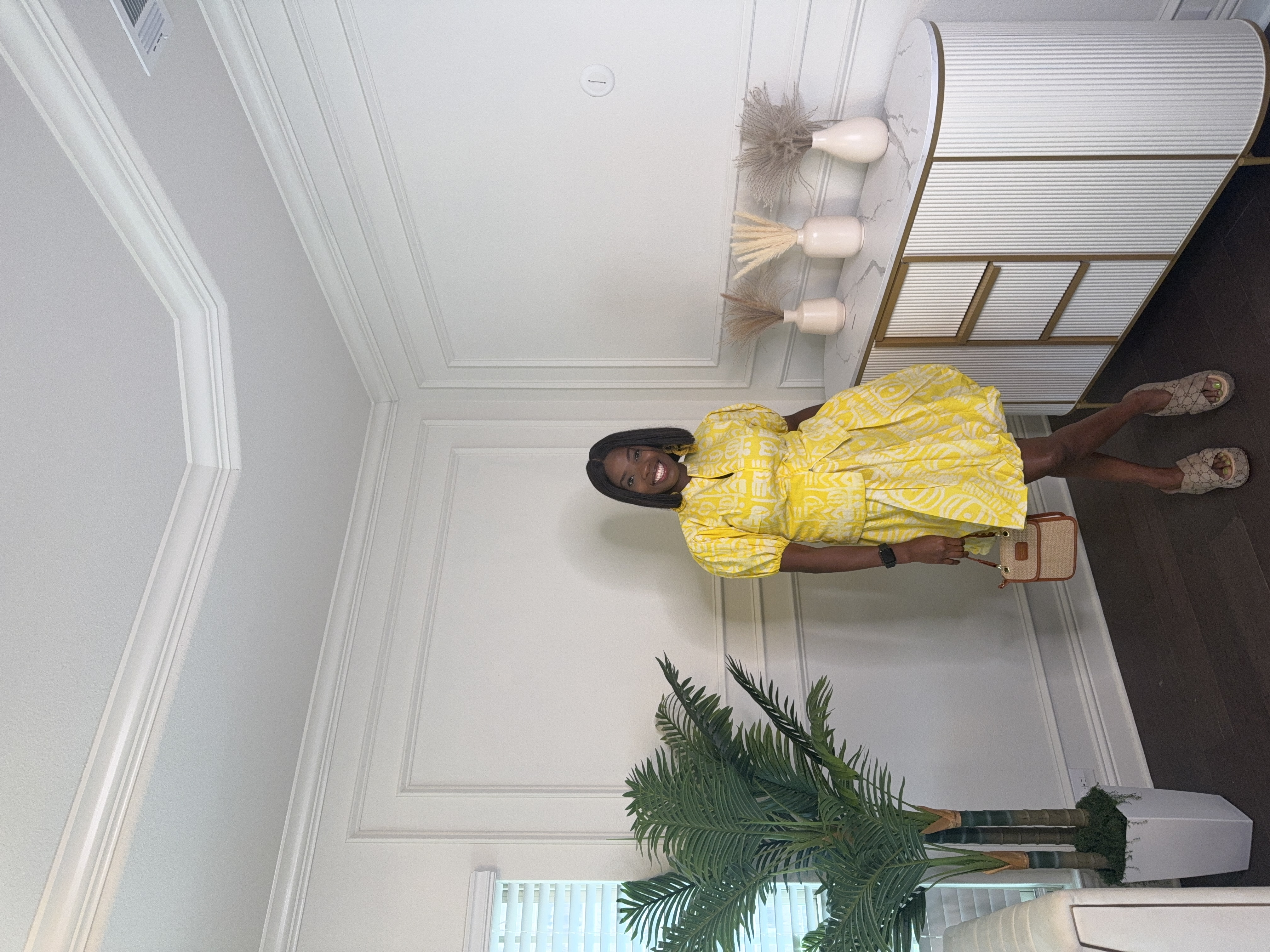Yellow Puff Sleeve Top and skirt